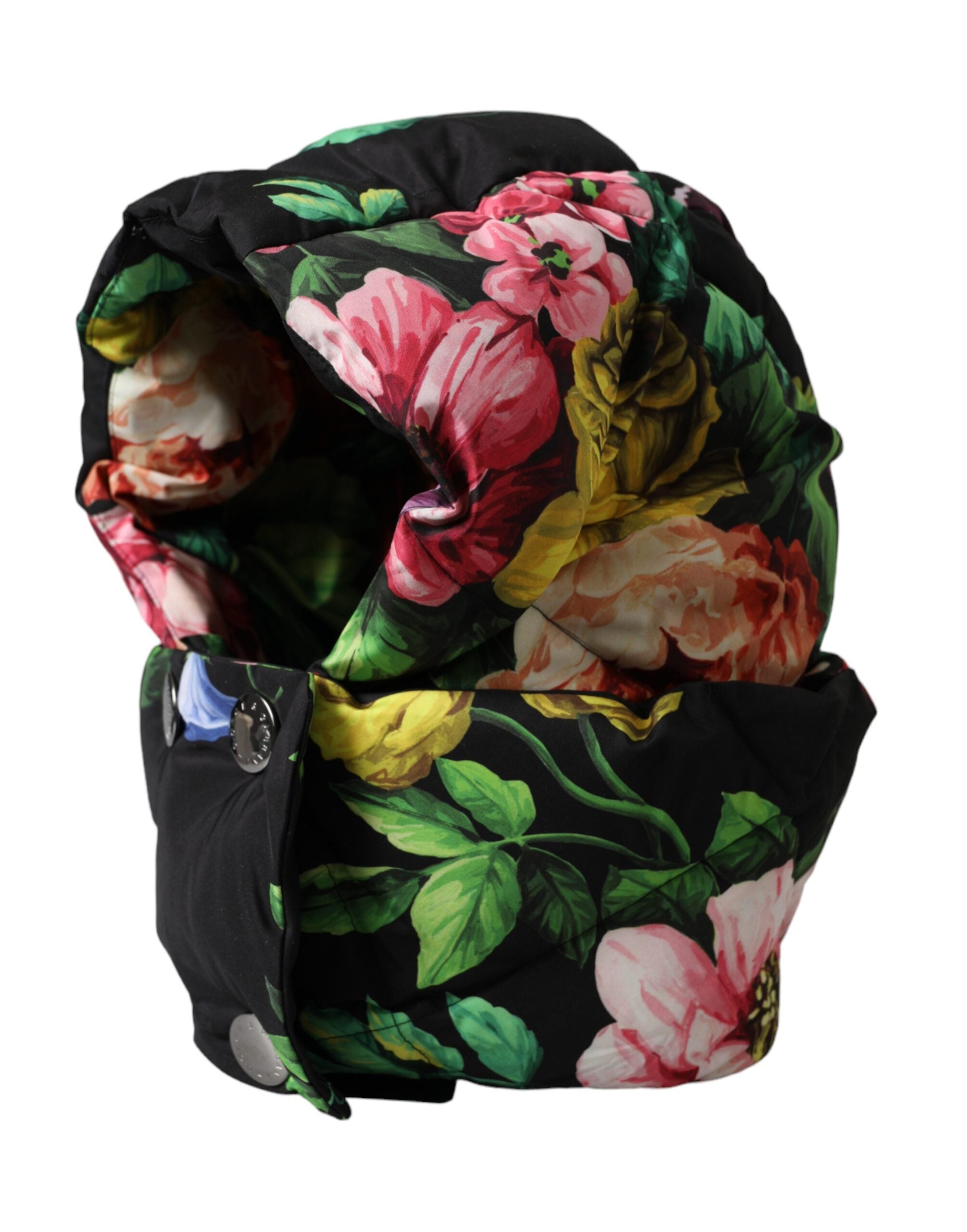Pălărie Dolce & Gabbana neagră cu imprimeu floral pe tot capul