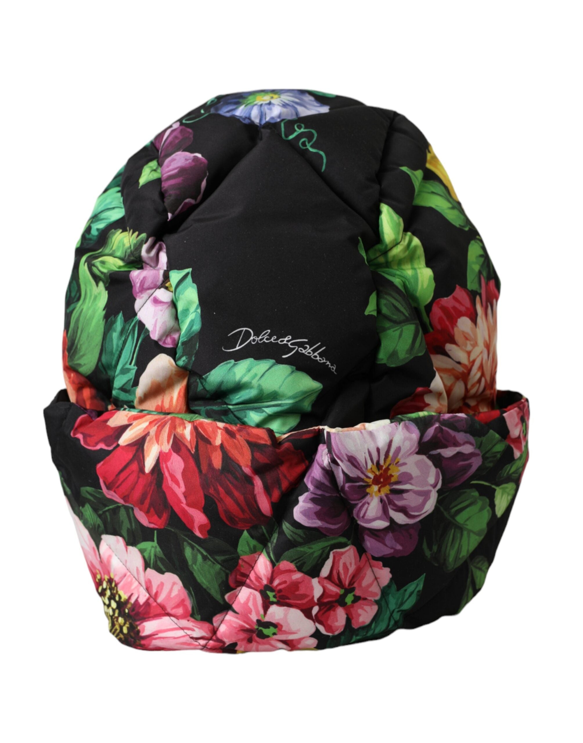 Pălărie Dolce & Gabbana neagră cu imprimeu floral pe tot capul