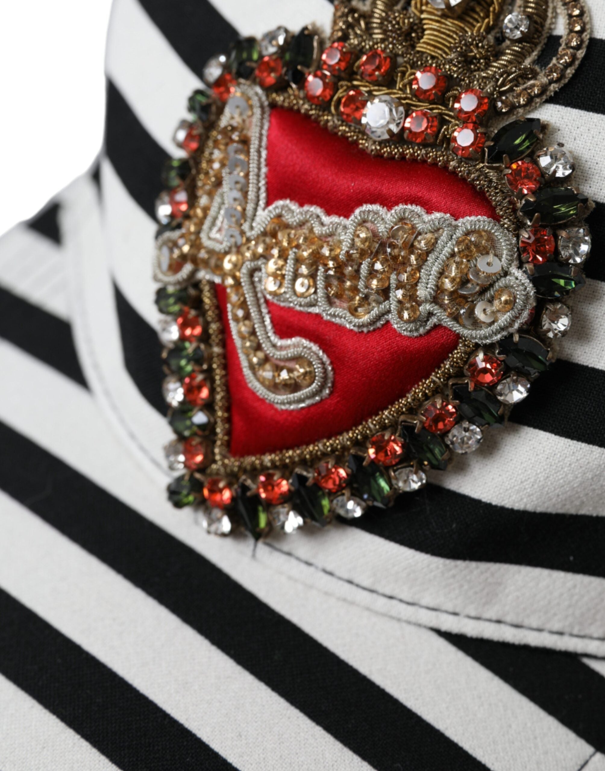 Șapcă de baseball Dolce & Gabbana cu dungi albe și aplicații Amore Heart