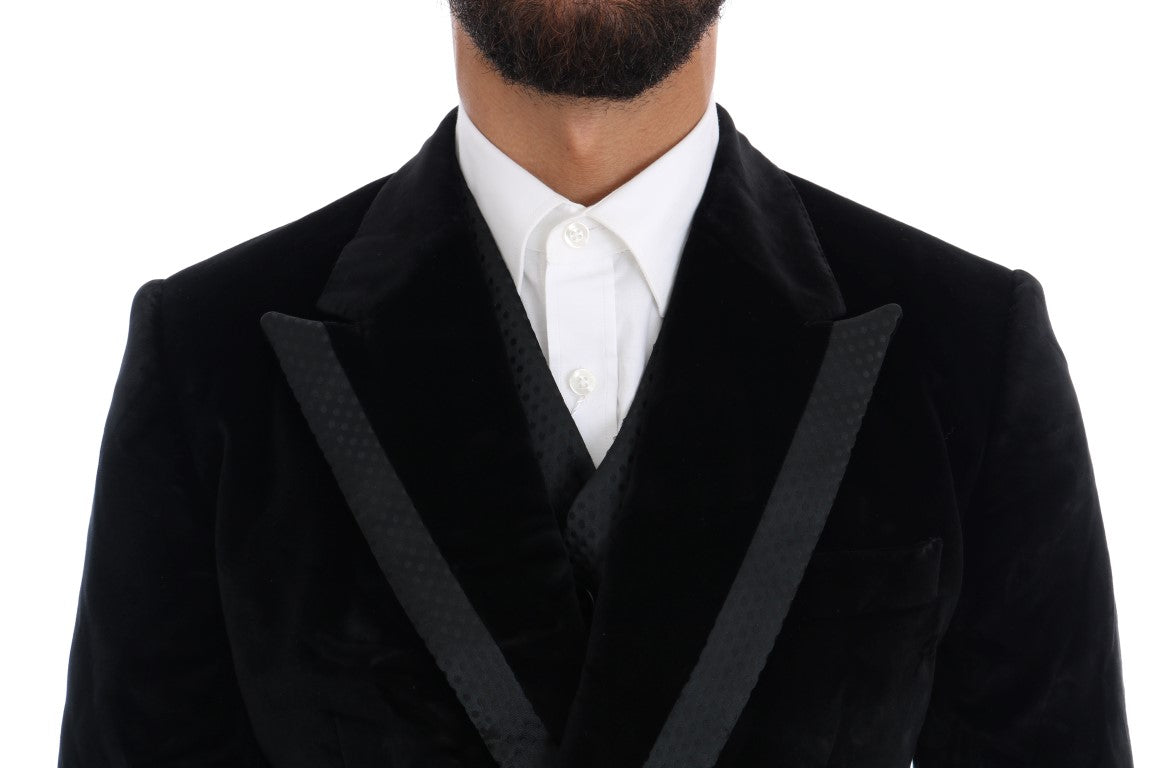 Dolce & Gabbana Eleganter schwarzer dreiteiliger Slim Fit-Anzug
