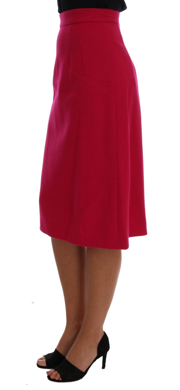 Dolce & Gabbana Eleganter knielanger A-Linien-Rock aus rosa Wolle