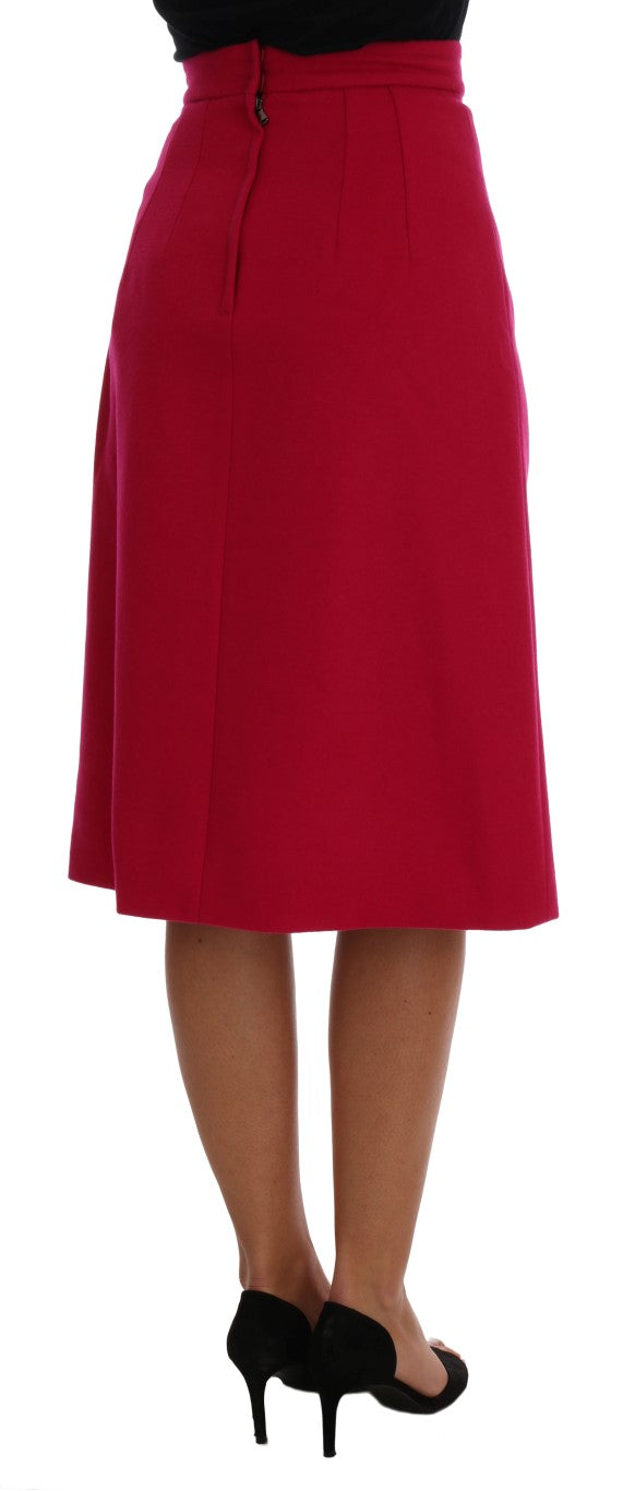 Dolce & Gabbana Eleganter knielanger A-Linien-Rock aus rosa Wolle