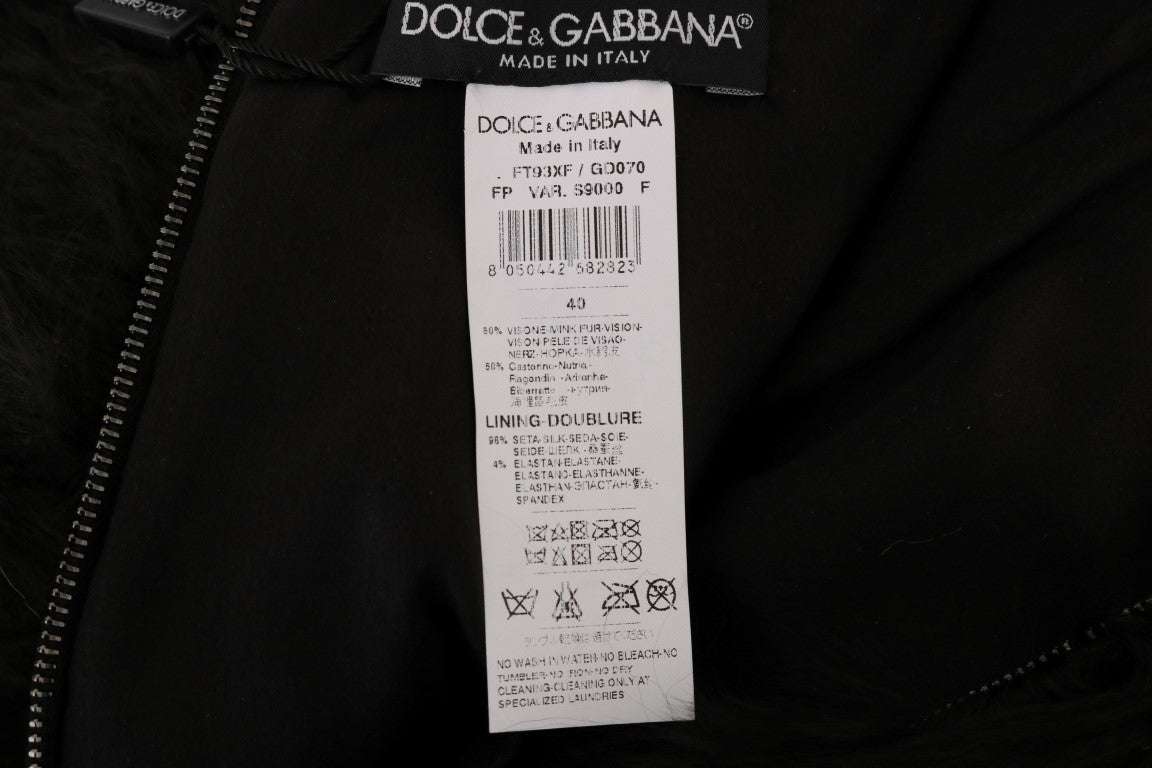 Dolce & Gabbana – Exquisite Mini-Shorts aus schwarzem Nerzpelz