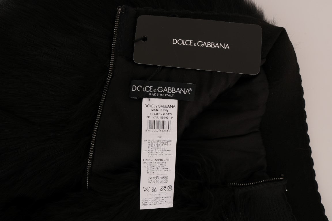 Dolce & Gabbana Elegante schwarze Pelz-Minishorts-Hotpants