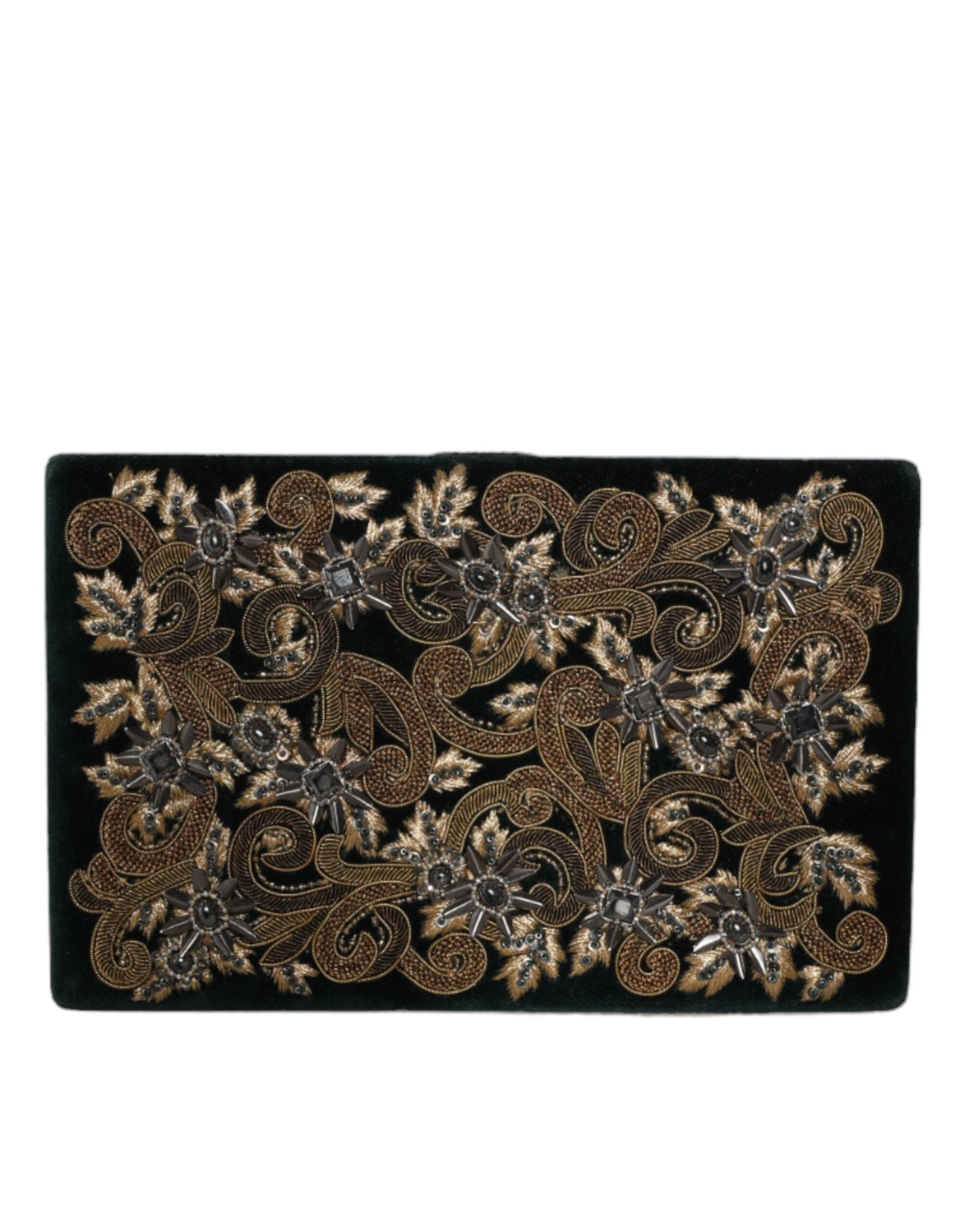 Dolce & Gabbana Clutch aus schwarzem Samt mit Goldrahmen, Abendtasche