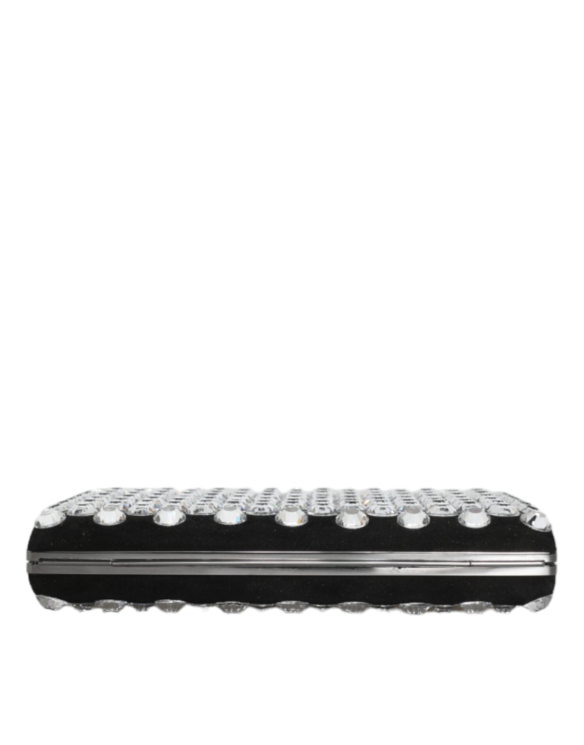 Dolce & Gabbana Schwarze Samt-Clutch mit Kristallen für Abendpartys