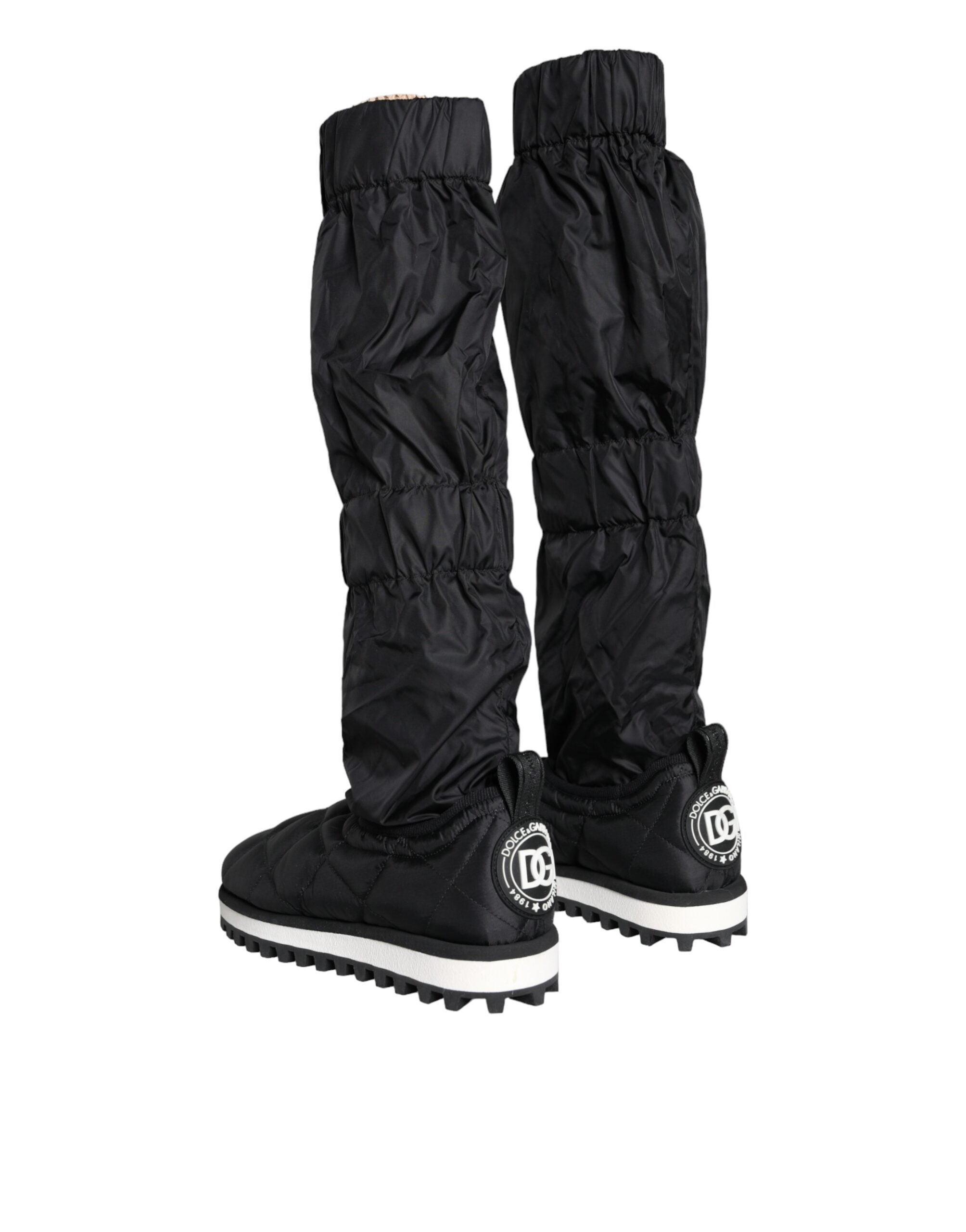 Dolce & Gabbana Schwarze gesteppte High-Top-Stiefel Sneakers Schuhe