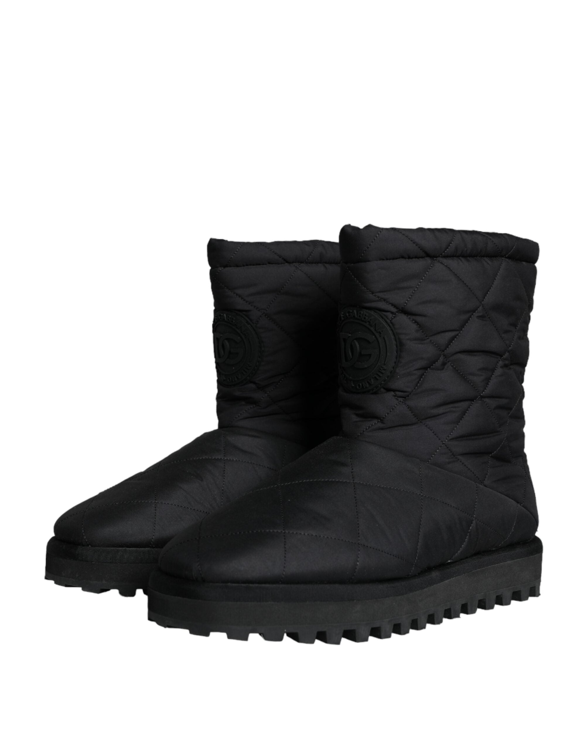 Dolce & Gabbana Herren Stiefeletten aus schwarzem Nylon mit gepolsterter Wadenmitte