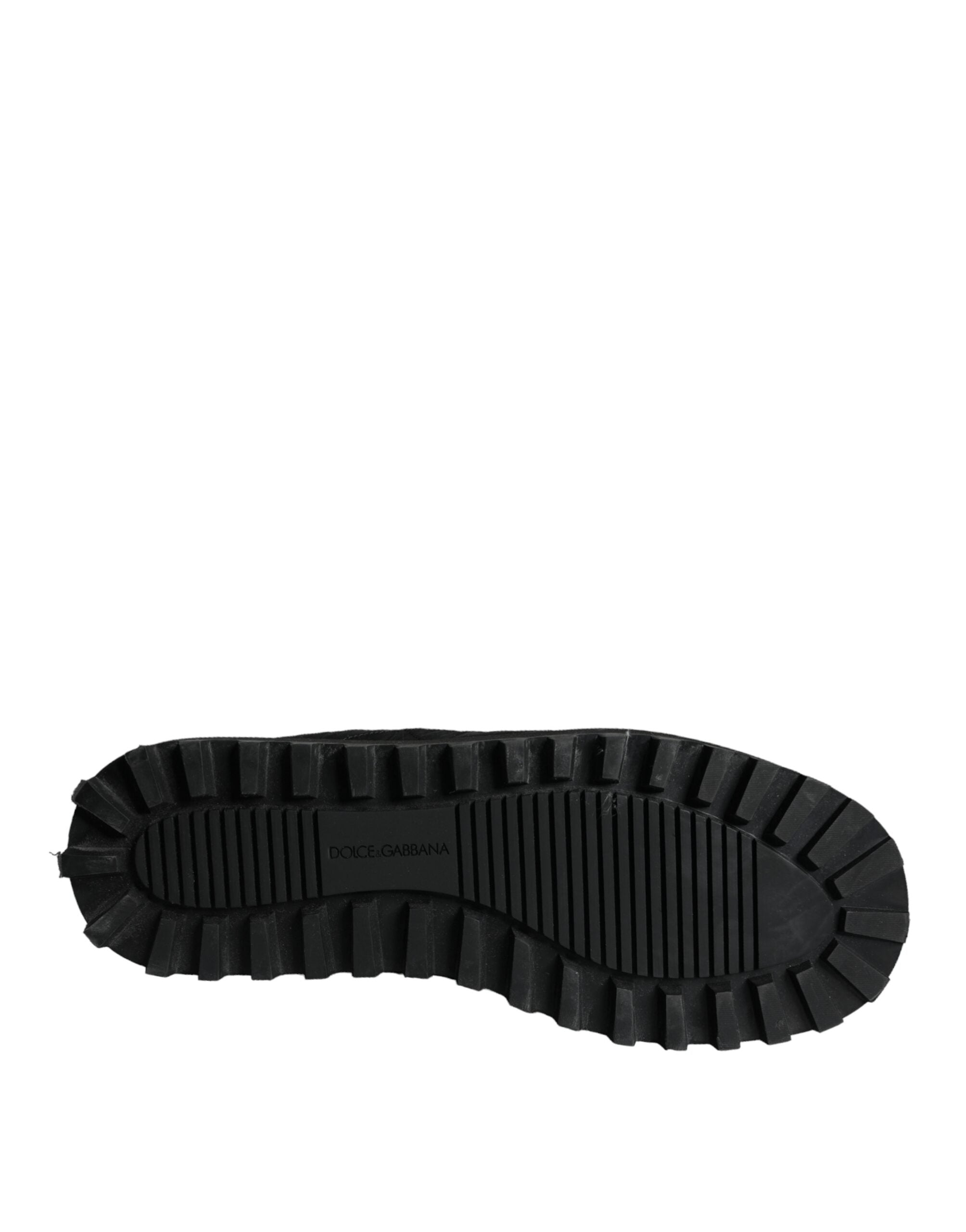 Dolce & Gabbana Herren Stiefeletten aus schwarzem Nylon mit gepolsterter Wadenmitte