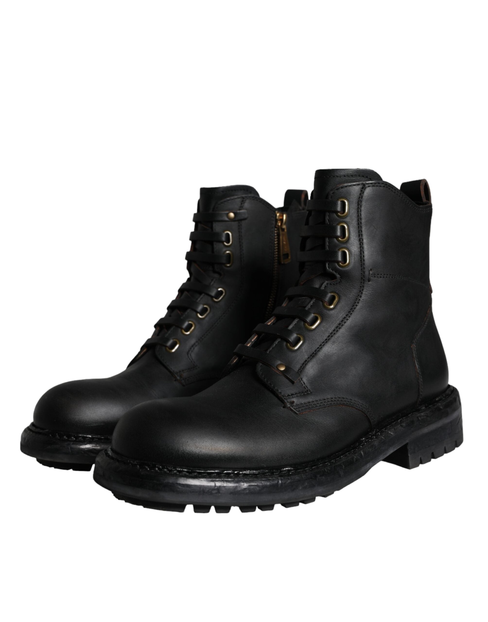 Dolce & Gabbana – Schwarze Schnürstiefeletten mit halbhohem Schaft Herren Schuhe