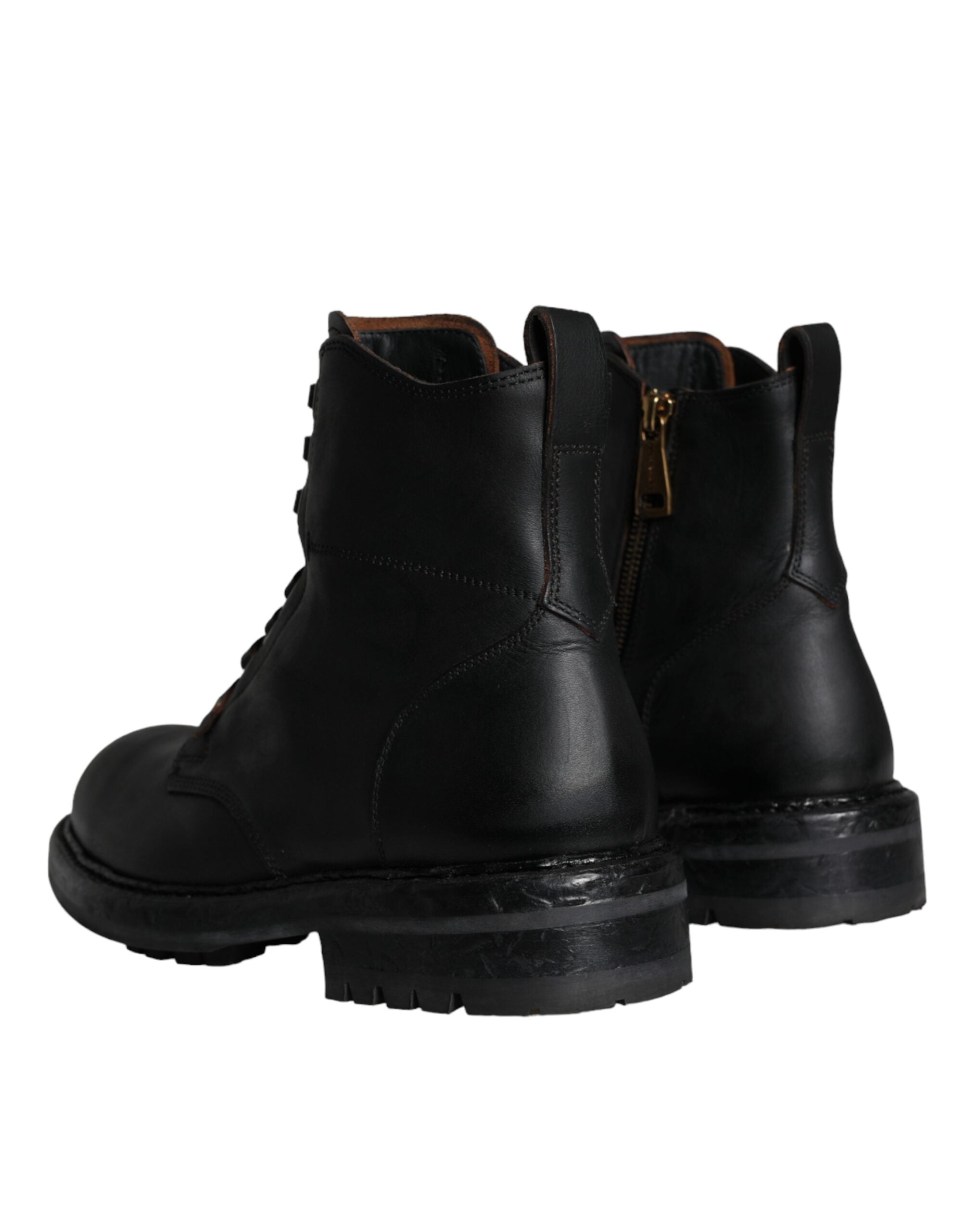 Dolce & Gabbana – Schwarze Schnürstiefeletten mit halbhohem Schaft Herren Schuhe
