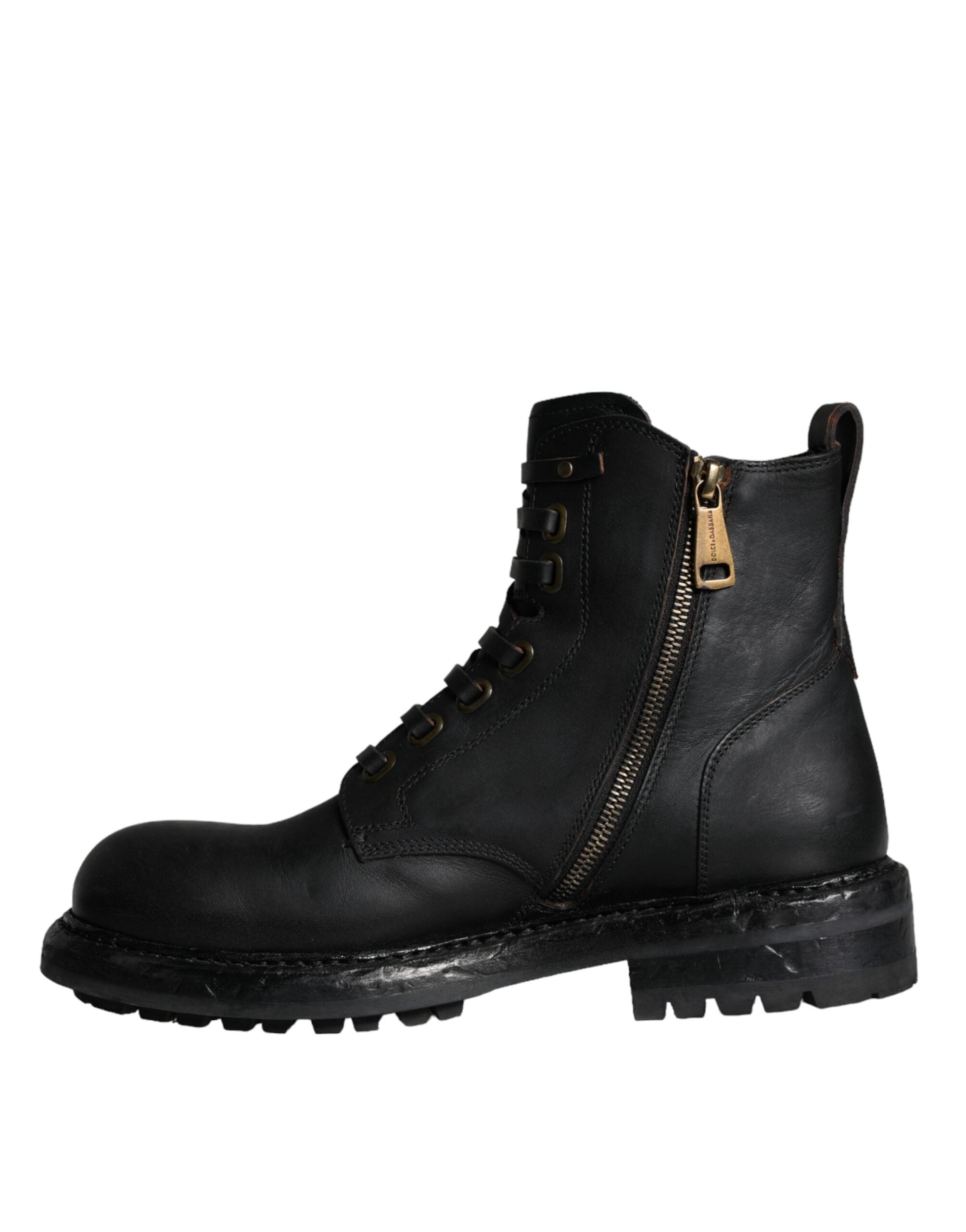 Dolce & Gabbana – Schwarze Schnürstiefeletten mit halbhohem Schaft Herren Schuhe