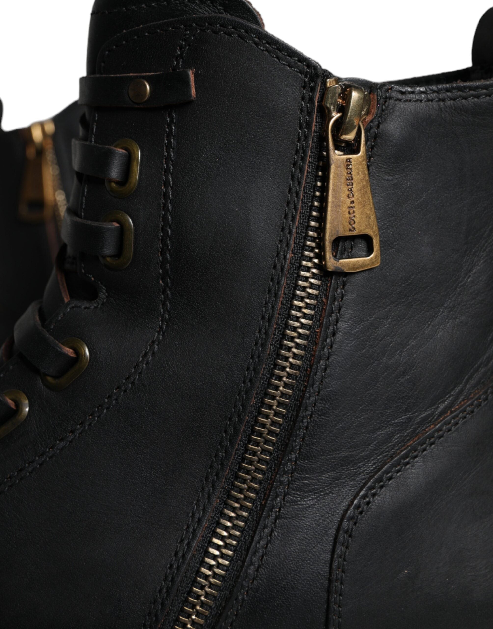 Dolce & Gabbana – Schwarze Schnürstiefeletten mit halbhohem Schaft Herren Schuhe