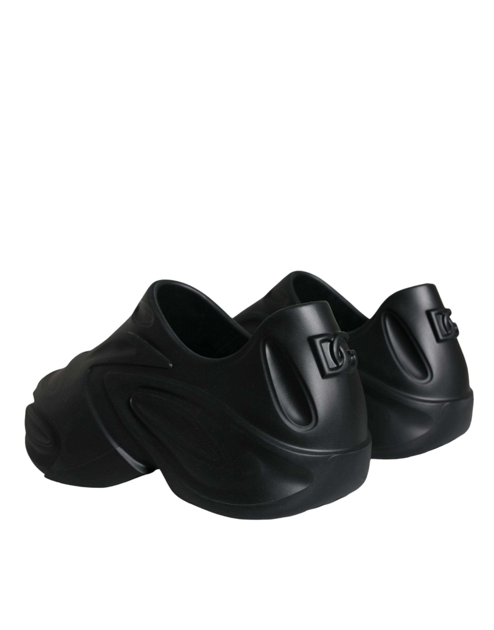 Dolce & Gabbana – Schwarze, folierte Gummi-Toy-Sneakers mit niedrigem Schaft