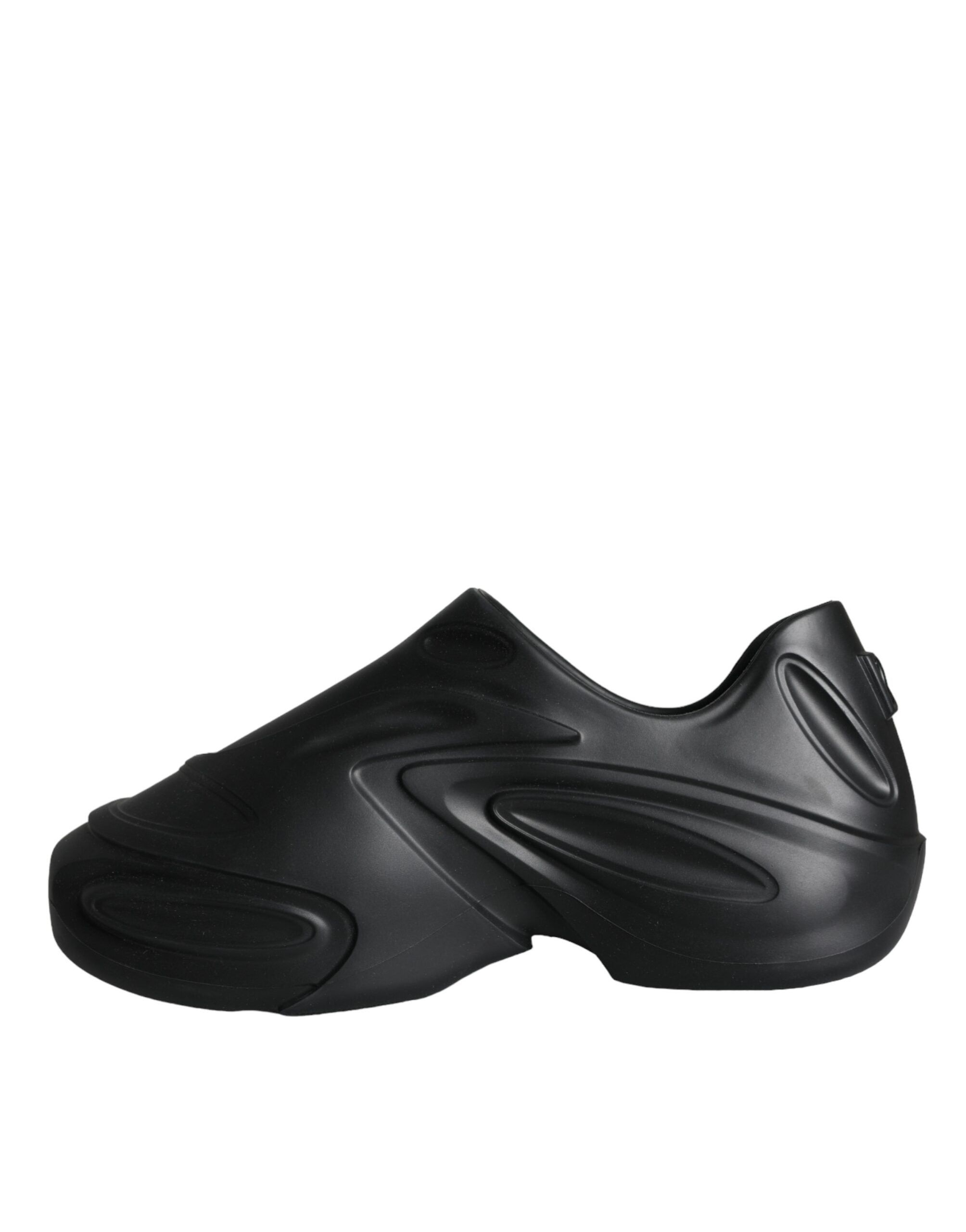 Dolce & Gabbana – Schwarze, folierte Gummi-Toy-Sneakers mit niedrigem Schaft