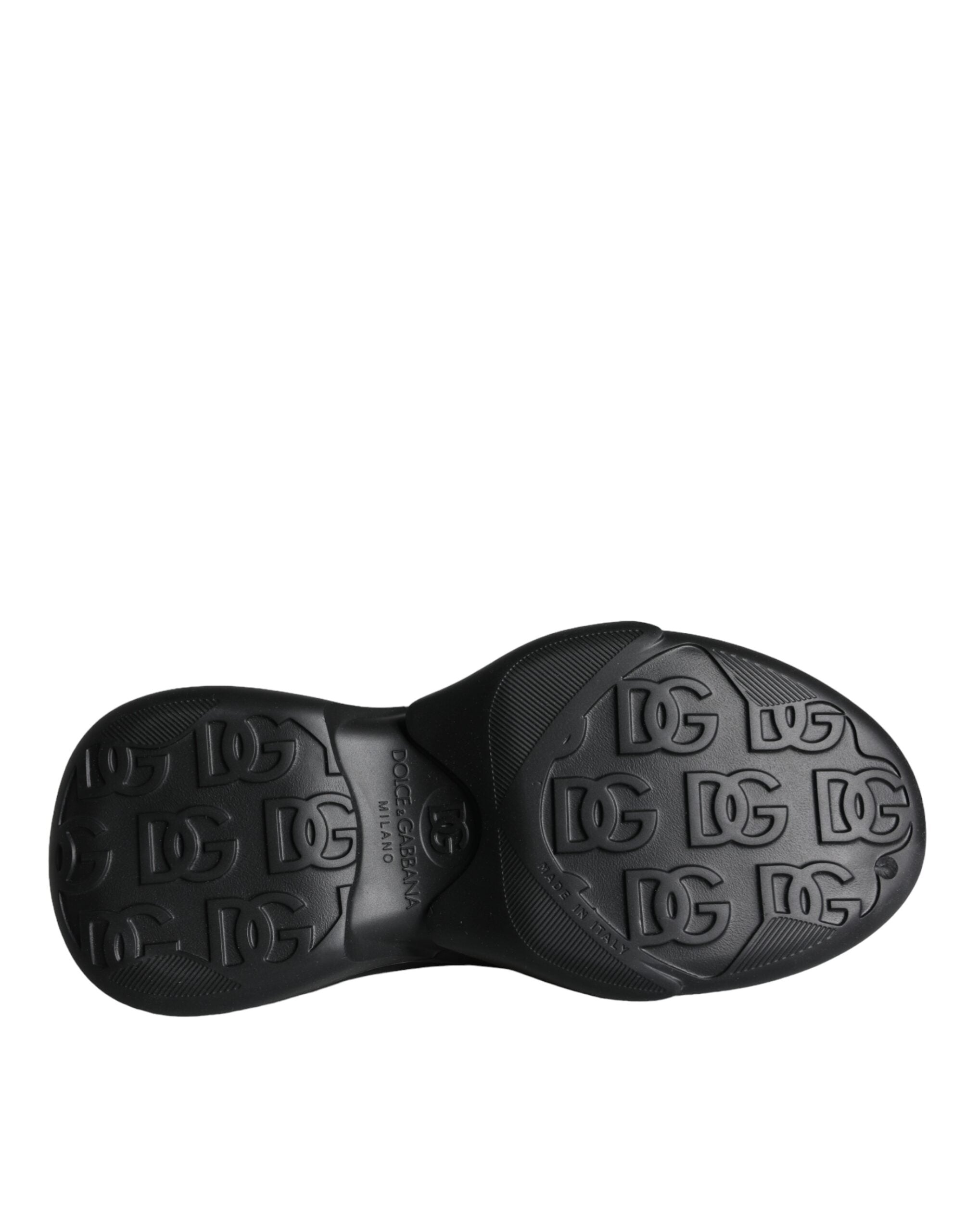 Dolce & Gabbana – Schwarze, folierte Gummi-Toy-Sneakers mit niedrigem Schaft