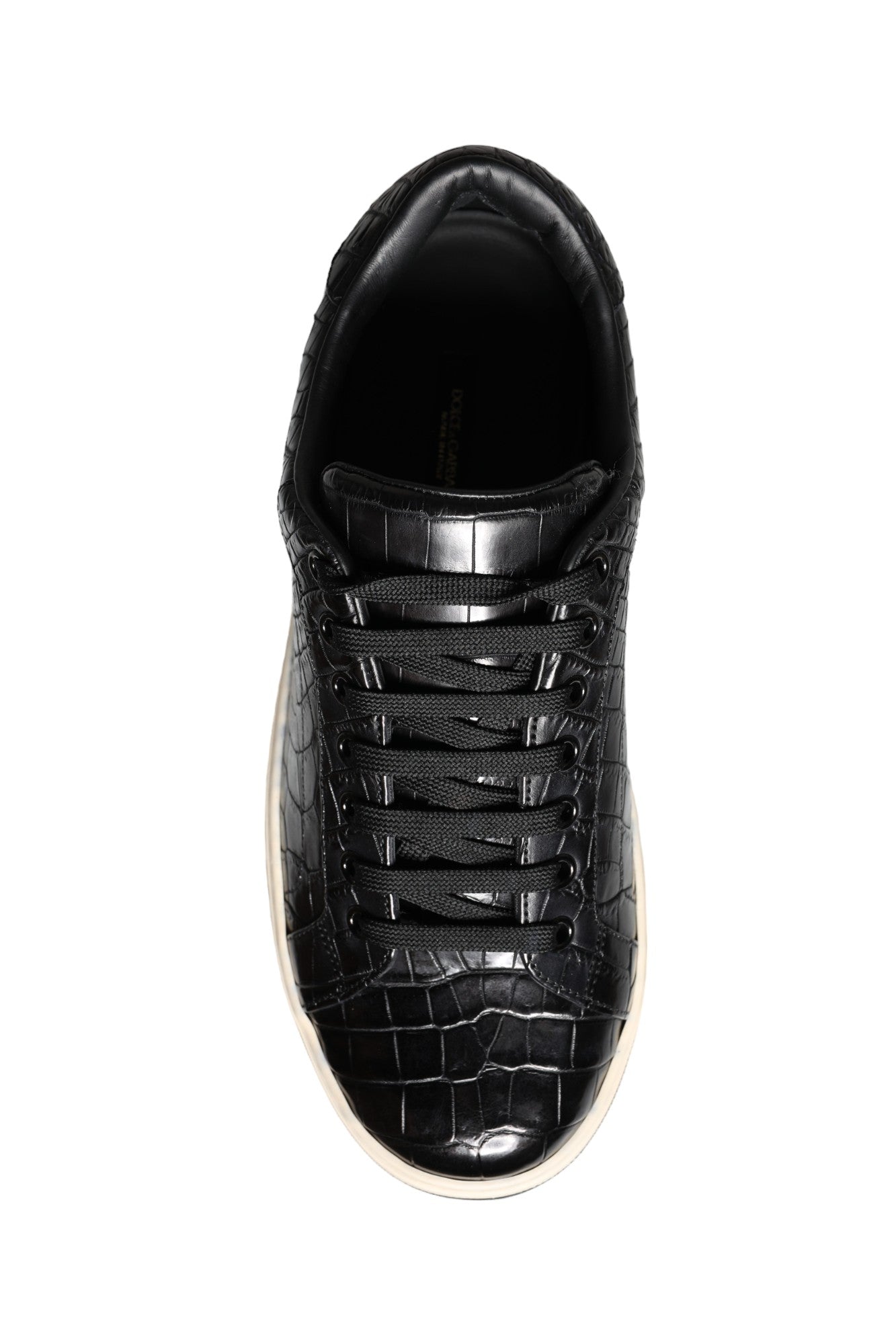 Dolce & Gabbana Schwarze Leder Herren Low Top Sneakers Schuhe