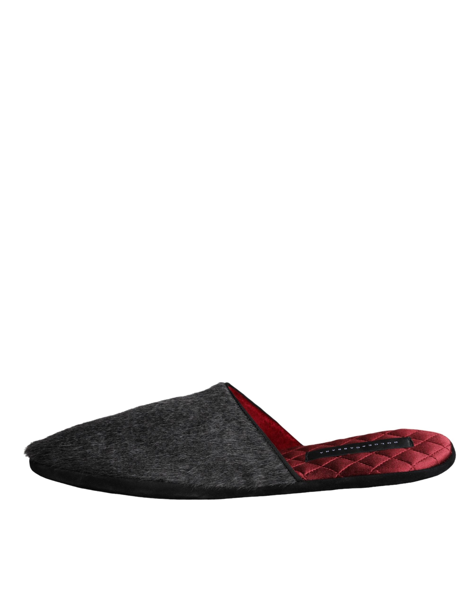 Dolce & Gabbana – Slipper aus schwarzem Kunstfell
