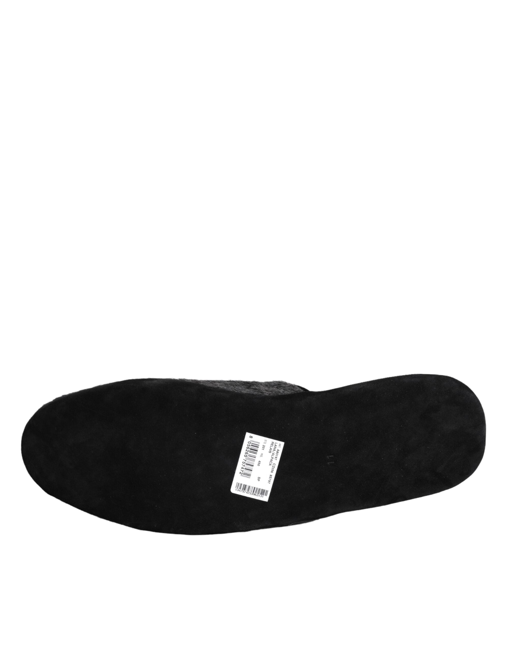 Dolce & Gabbana – Slipper aus schwarzem Kunstfell