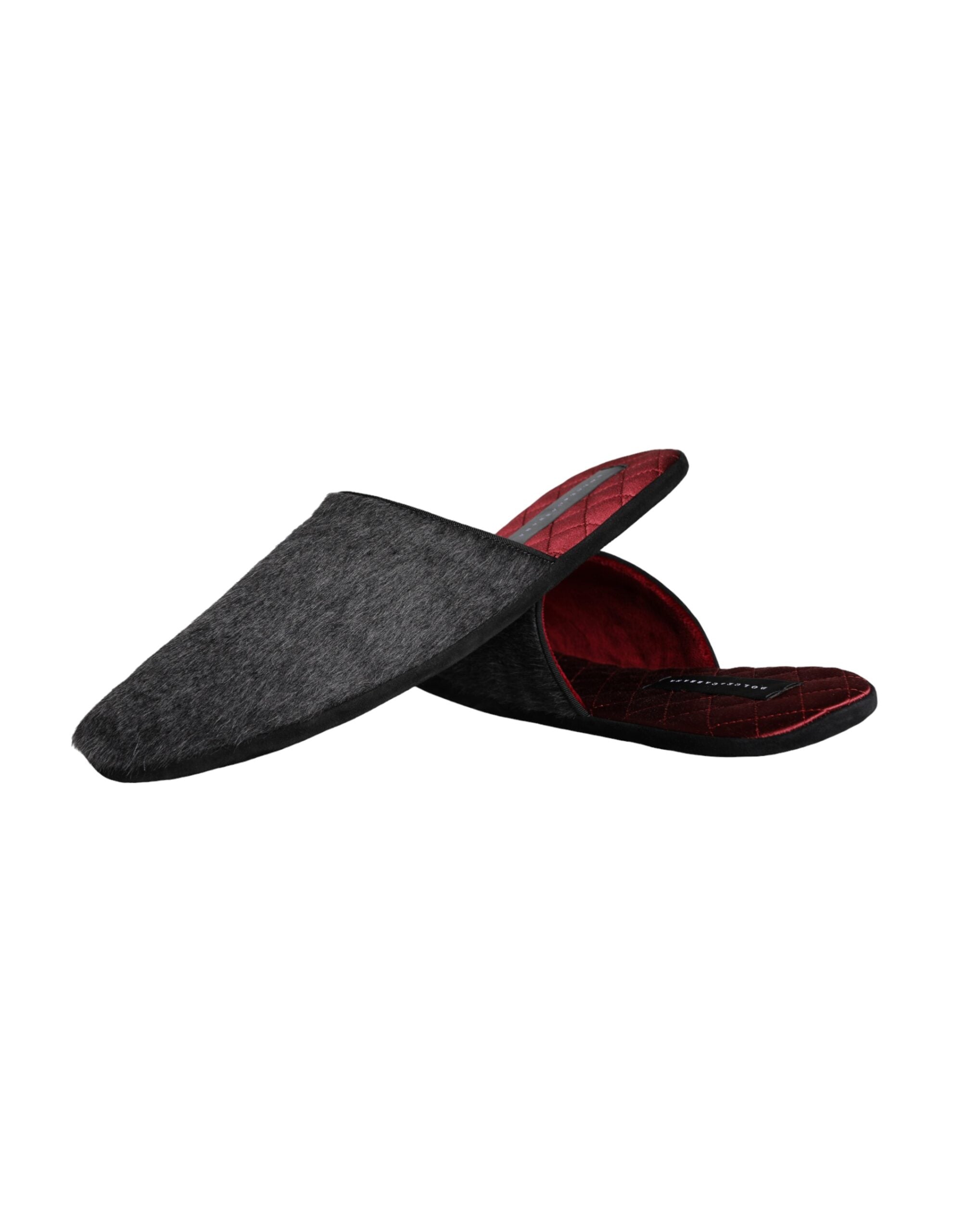 Dolce & Gabbana – Slipper aus schwarzem Kunstfell
