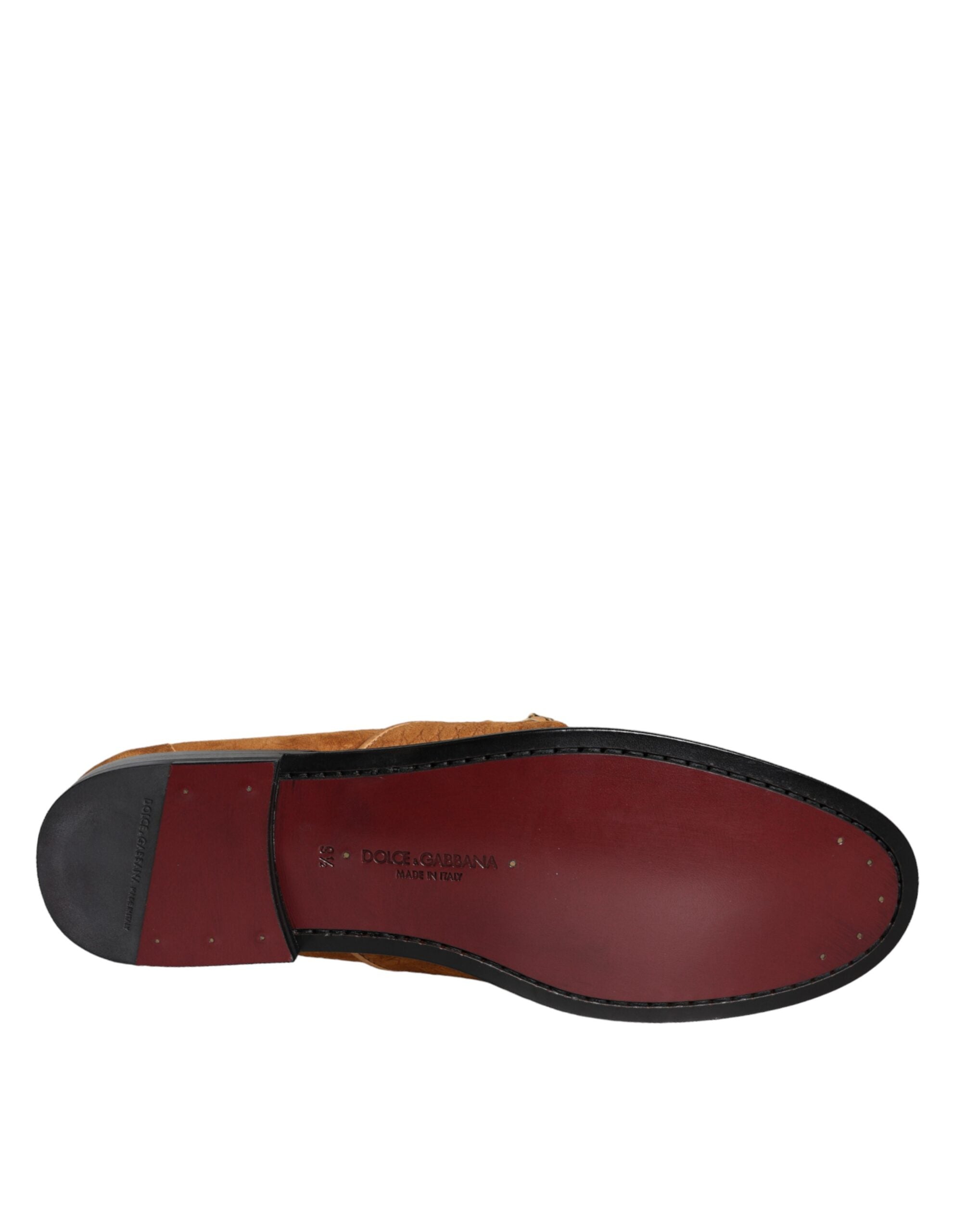 Dolce & Gabbana – Mokassins mit Logo aus braunem Samt und Leder