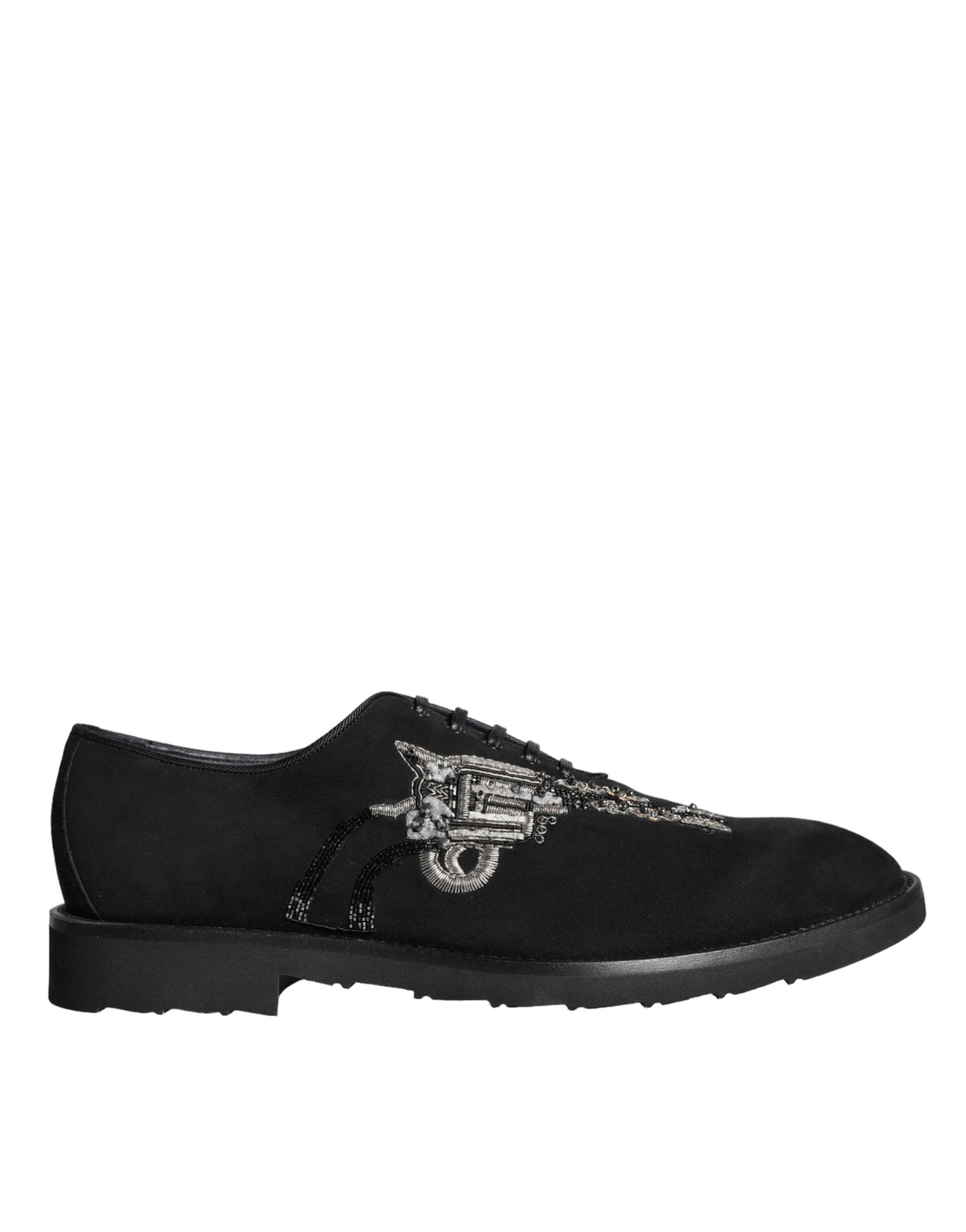 Dolce & Gabbana – Sicilia – Formelle Schnürschuhe aus schwarzem Wildleder