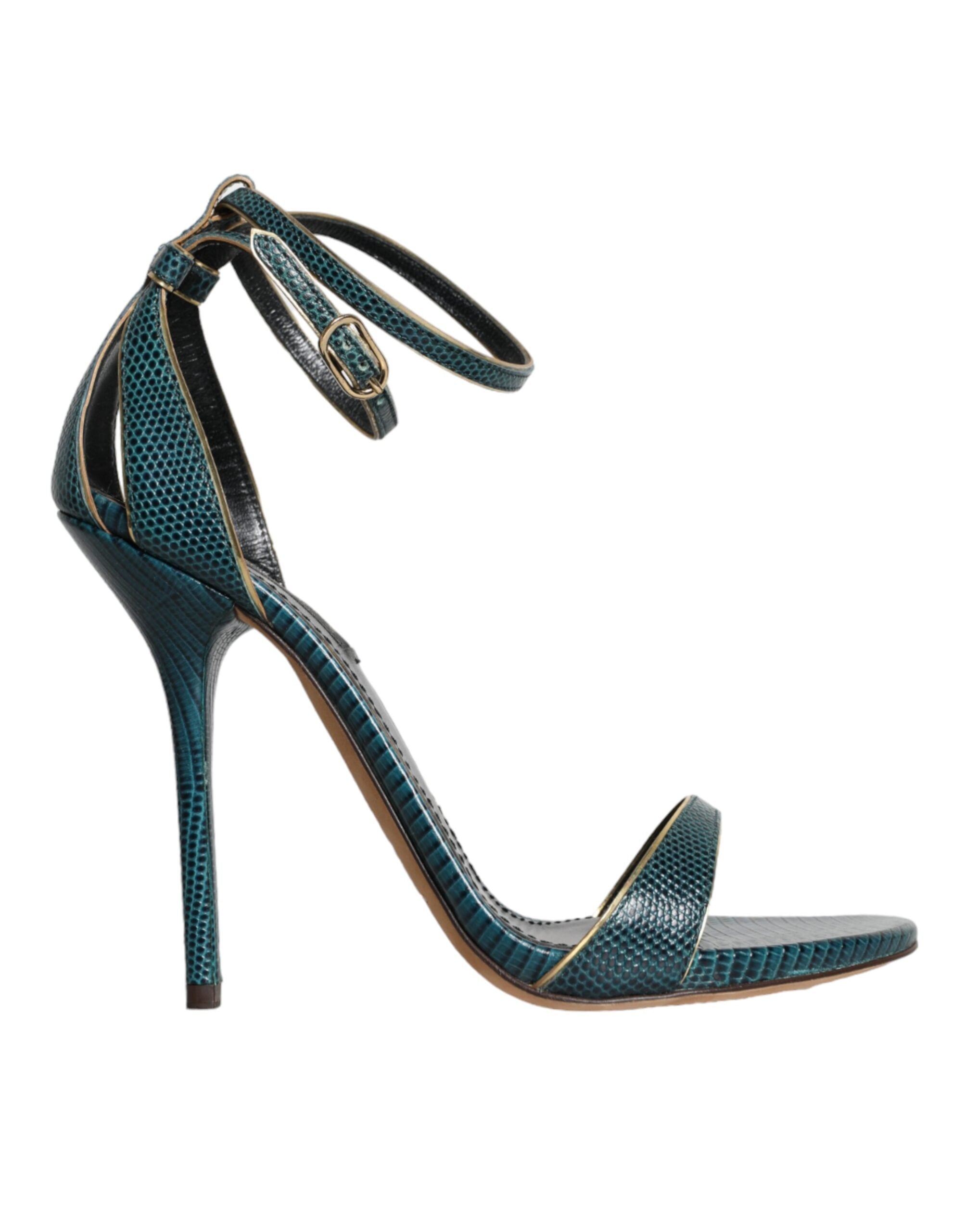 Sandale Dolce & Gabbana verde închis din piele de vițel cu toc