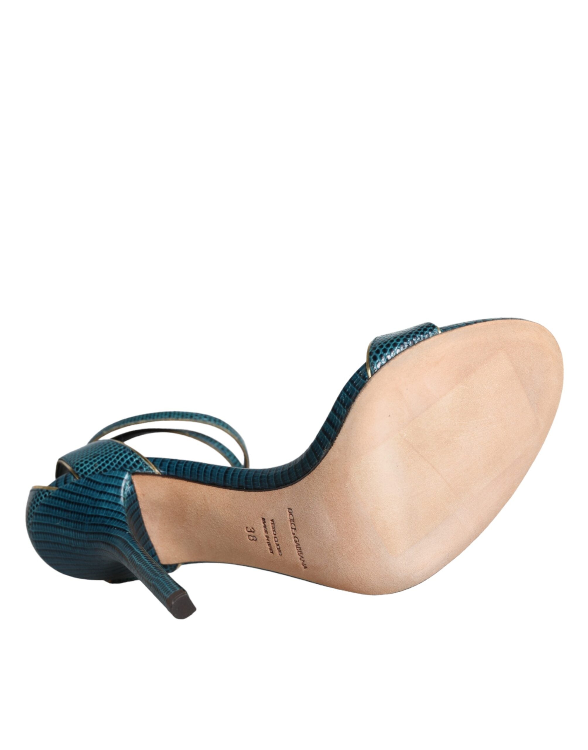 Sandale Dolce & Gabbana verde închis din piele de vițel cu toc
