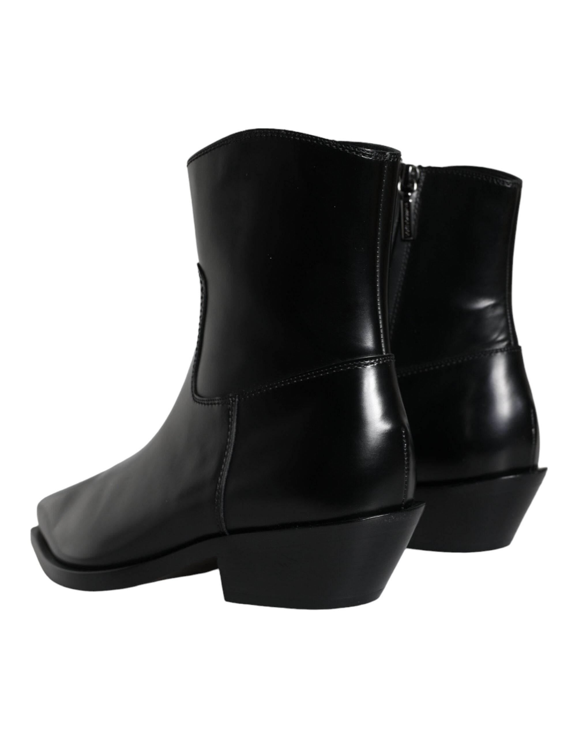 Dolce & Gabbana Schwarze Lederstiefeletten Booties Schuhe