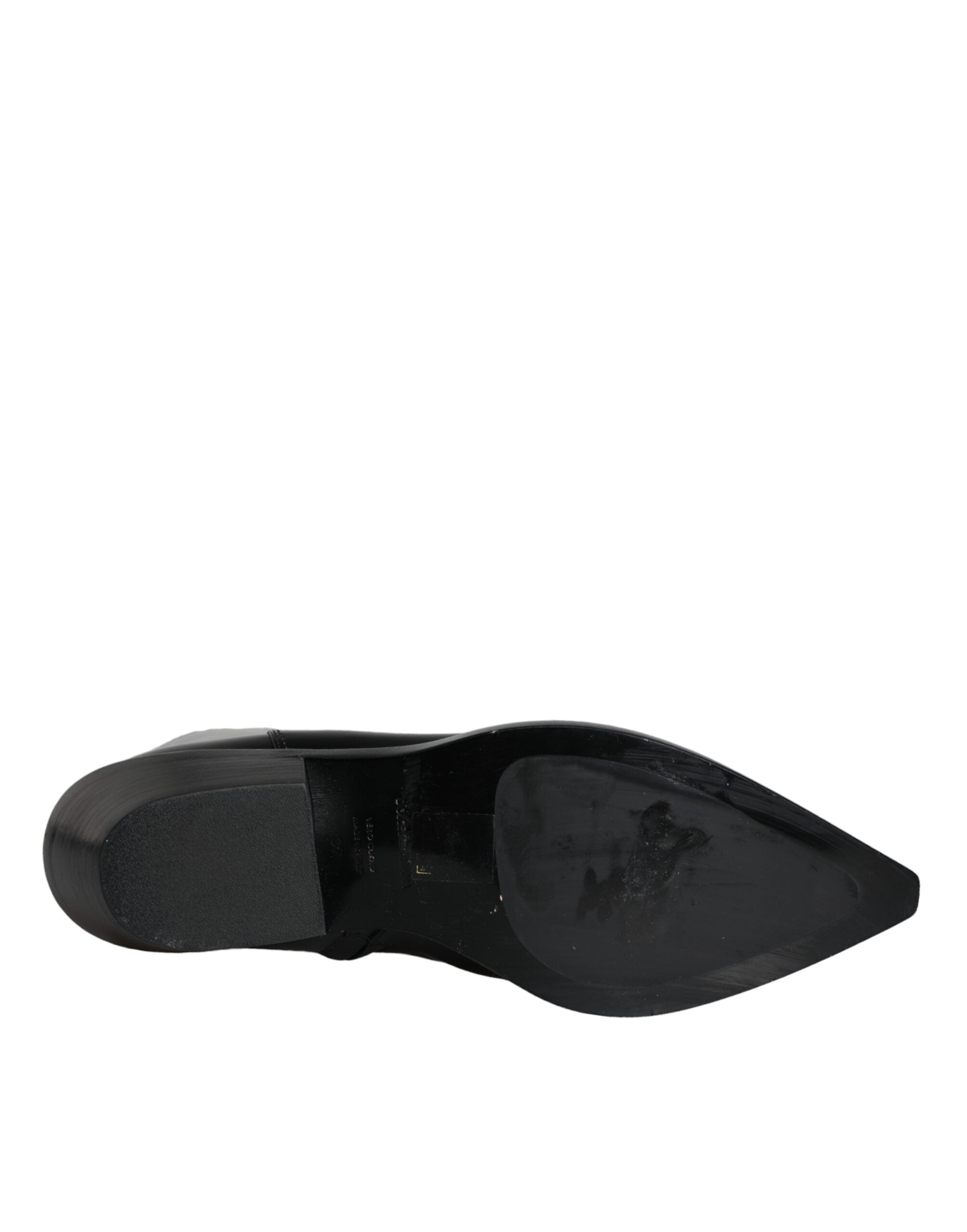 Dolce & Gabbana Schwarze Lederstiefeletten Booties Schuhe