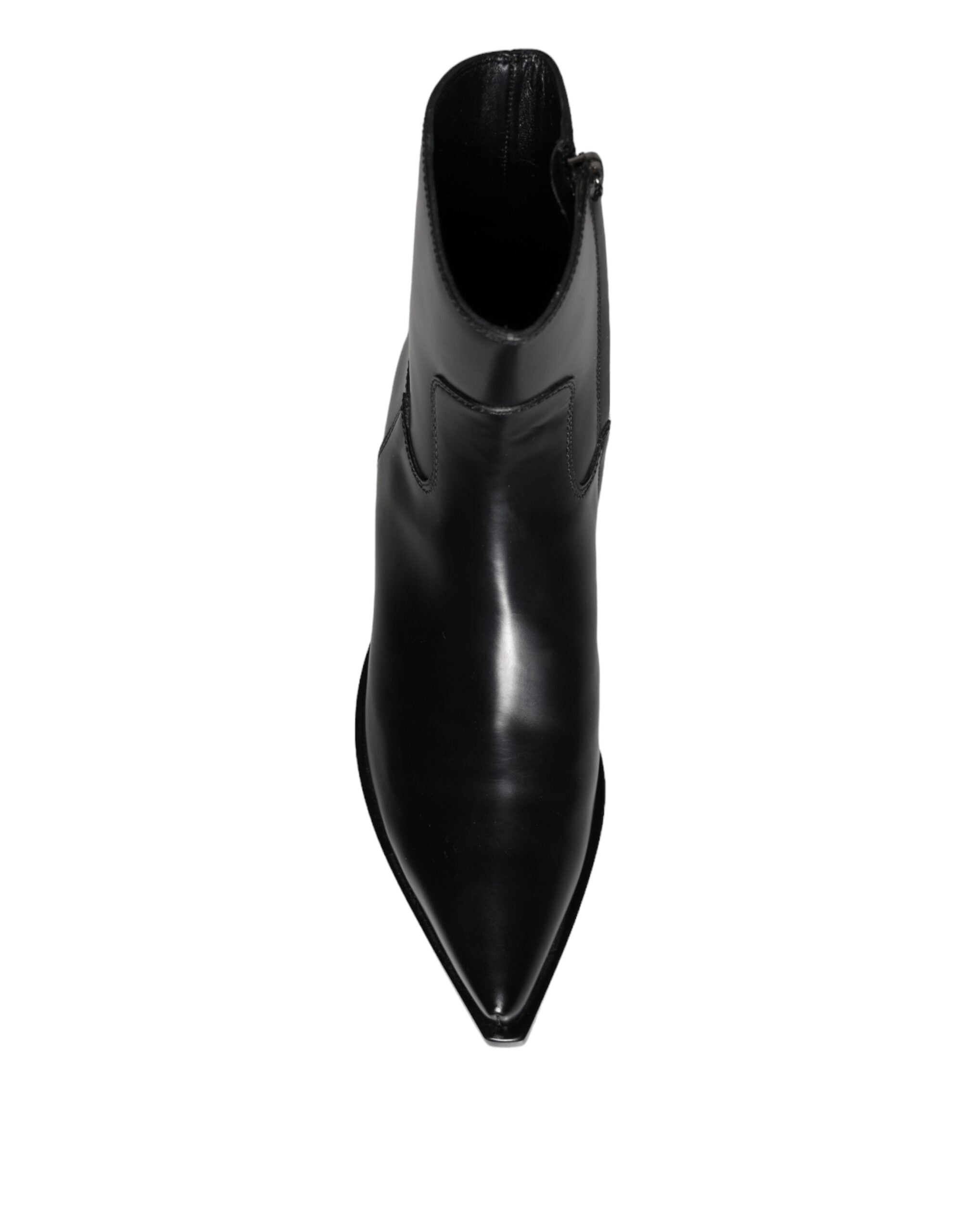 Dolce & Gabbana Schwarze Lederstiefeletten Booties Schuhe