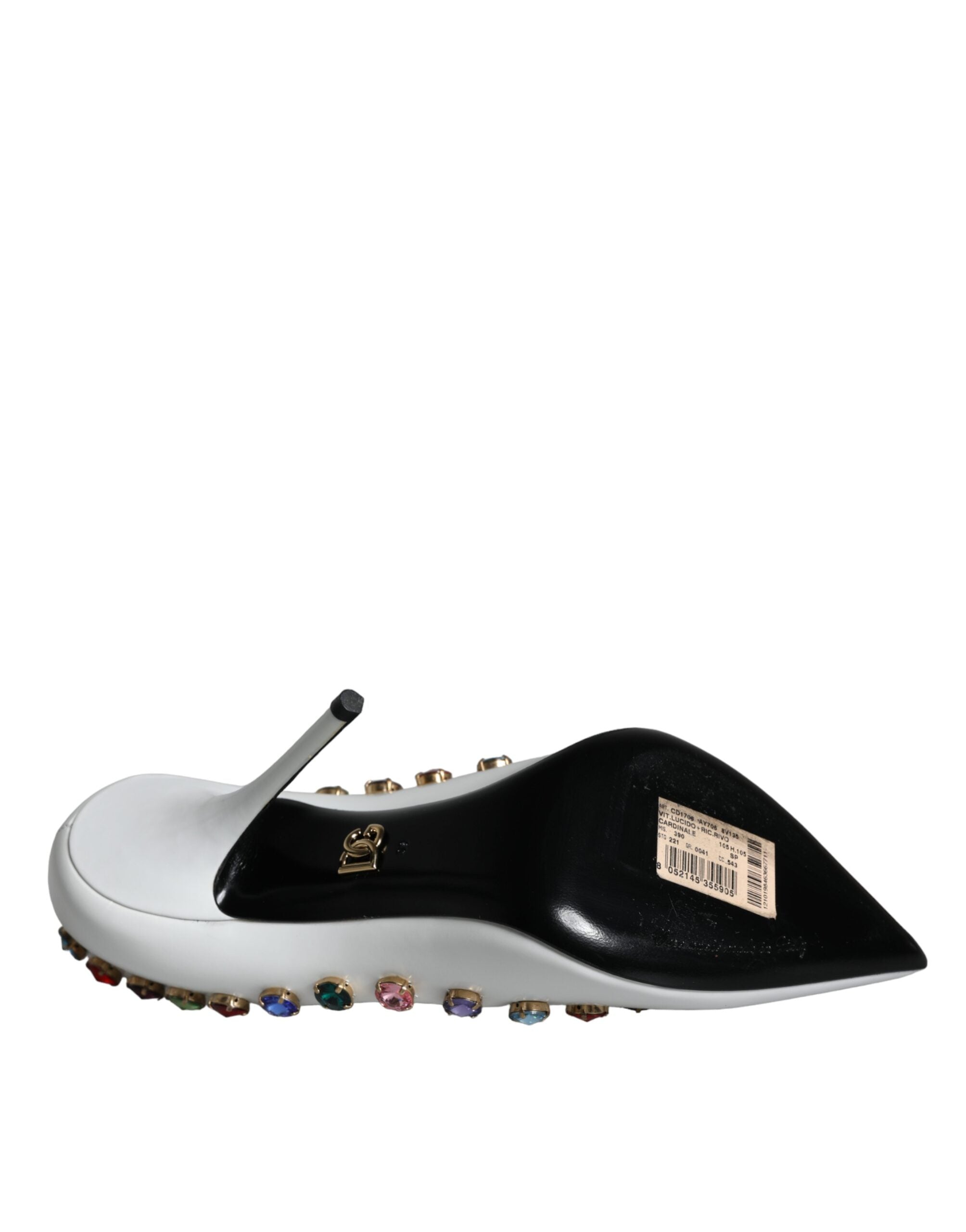 Dolce & Gabbana Weiße Kristall Leder High Heels Pumps Schuhe