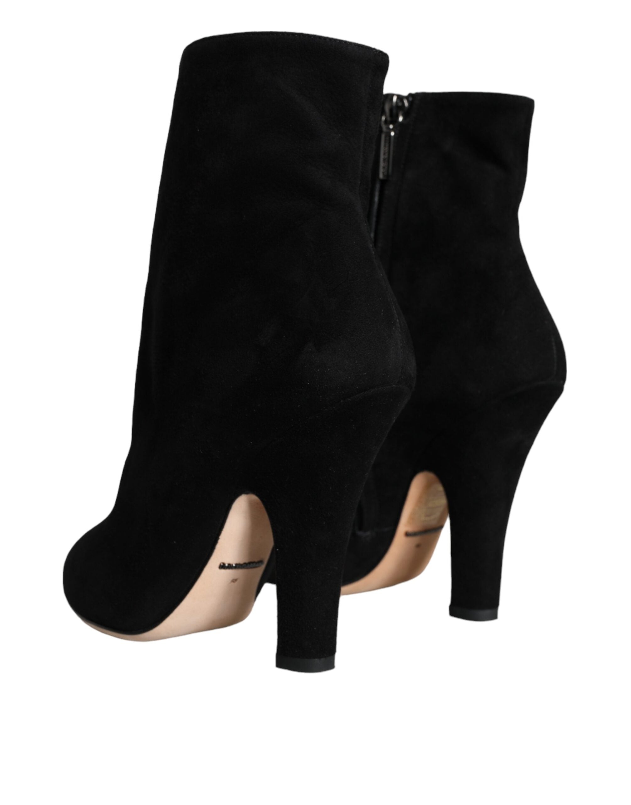 Dolce & Gabbana – Wadenhohe Stiefel aus schwarzem Wildleder
