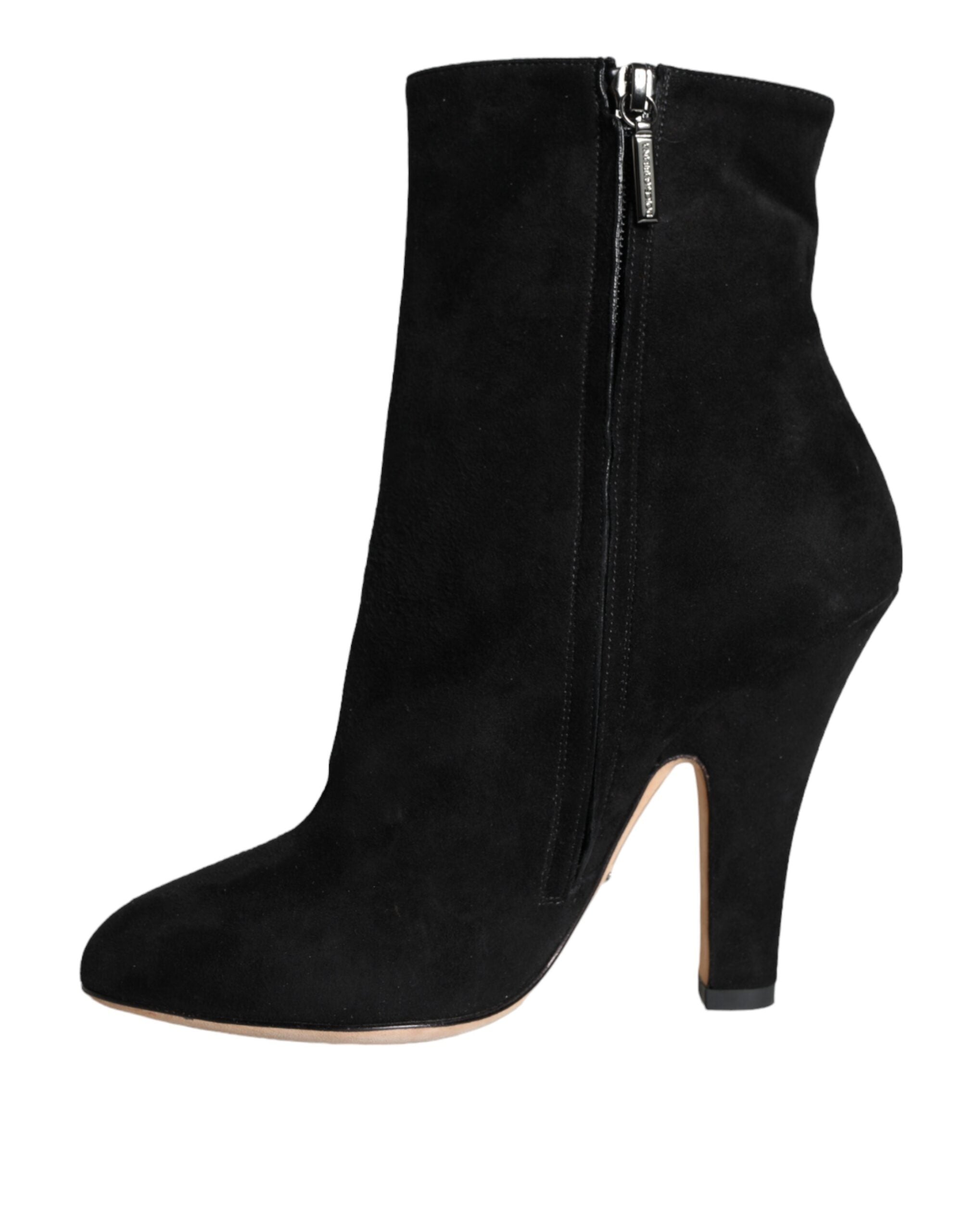 Dolce & Gabbana – Wadenhohe Stiefel aus schwarzem Wildleder