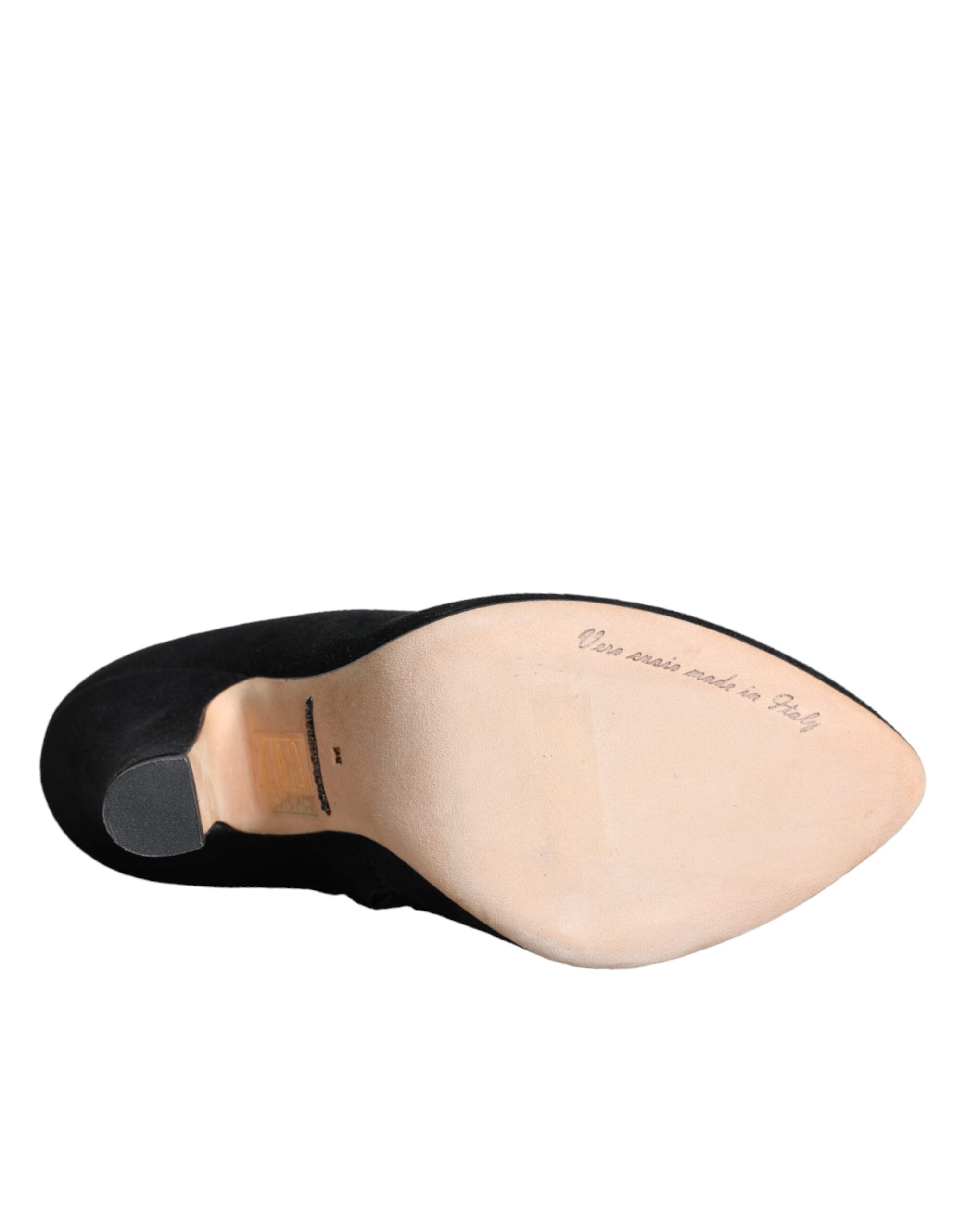 Dolce & Gabbana – Wadenhohe Stiefel aus schwarzem Wildleder