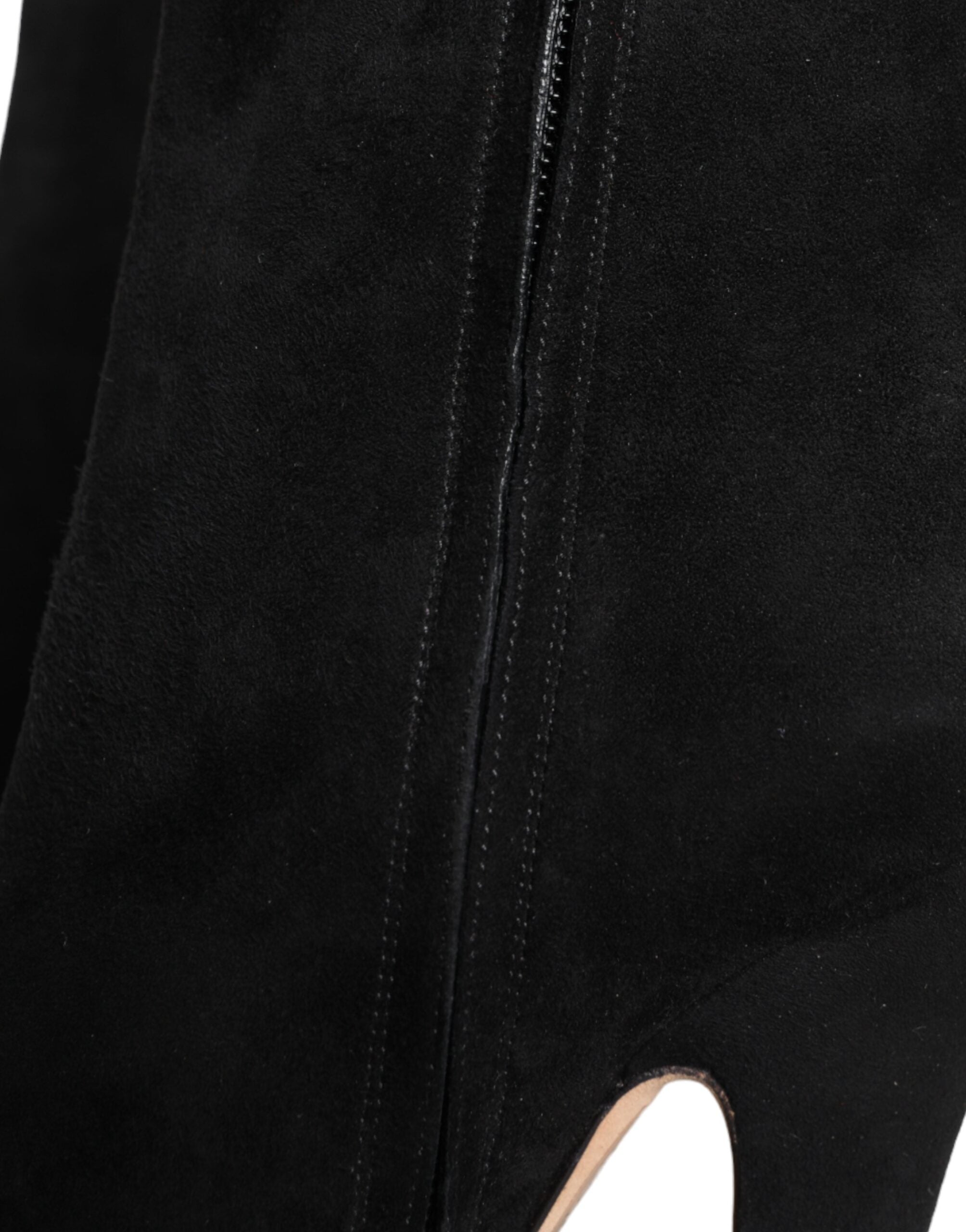 Dolce & Gabbana – Wadenhohe Stiefel aus schwarzem Wildleder