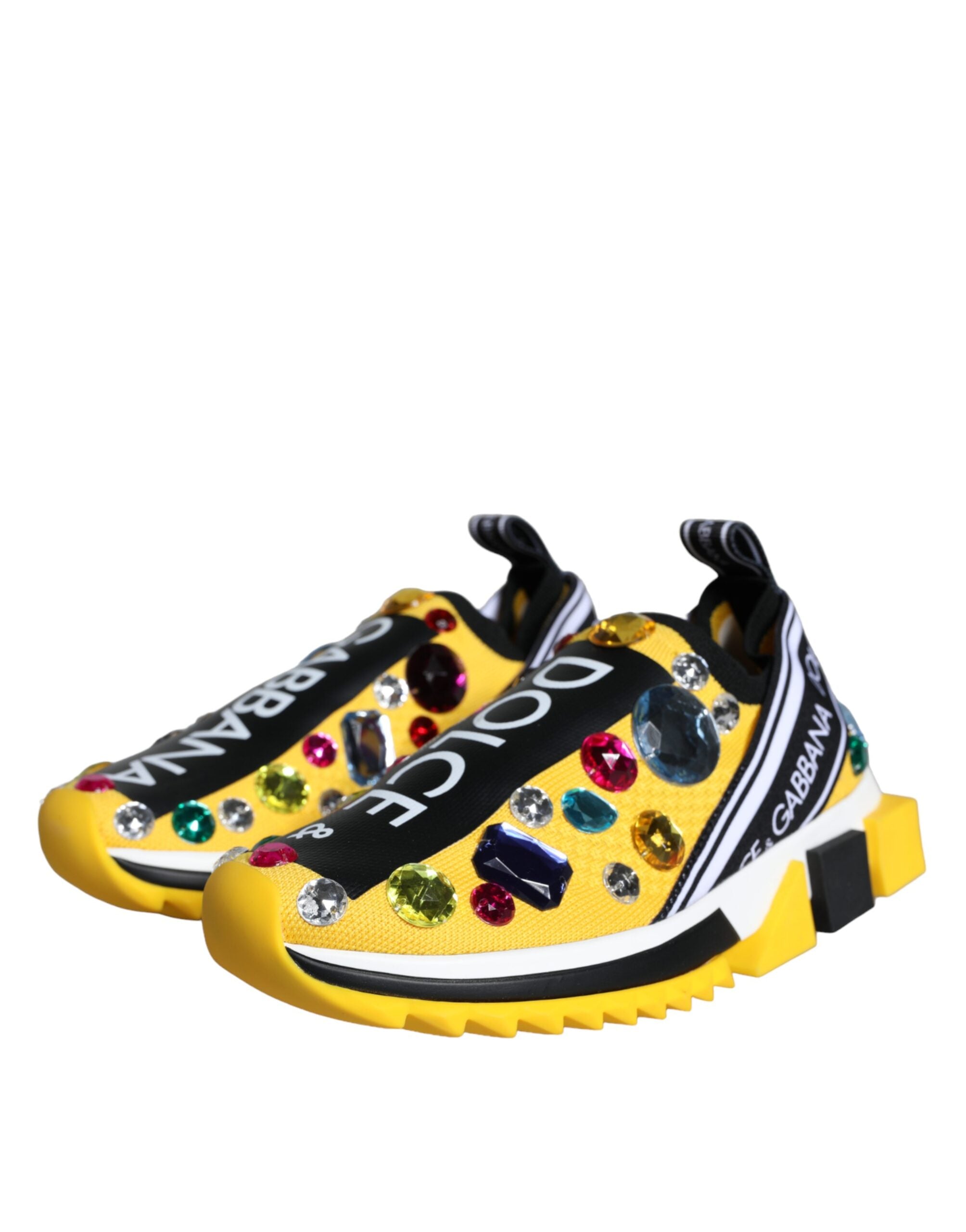 Dolce & Gabbana Gelbe Sorrento Kristalle Sneakers Damenschuhe