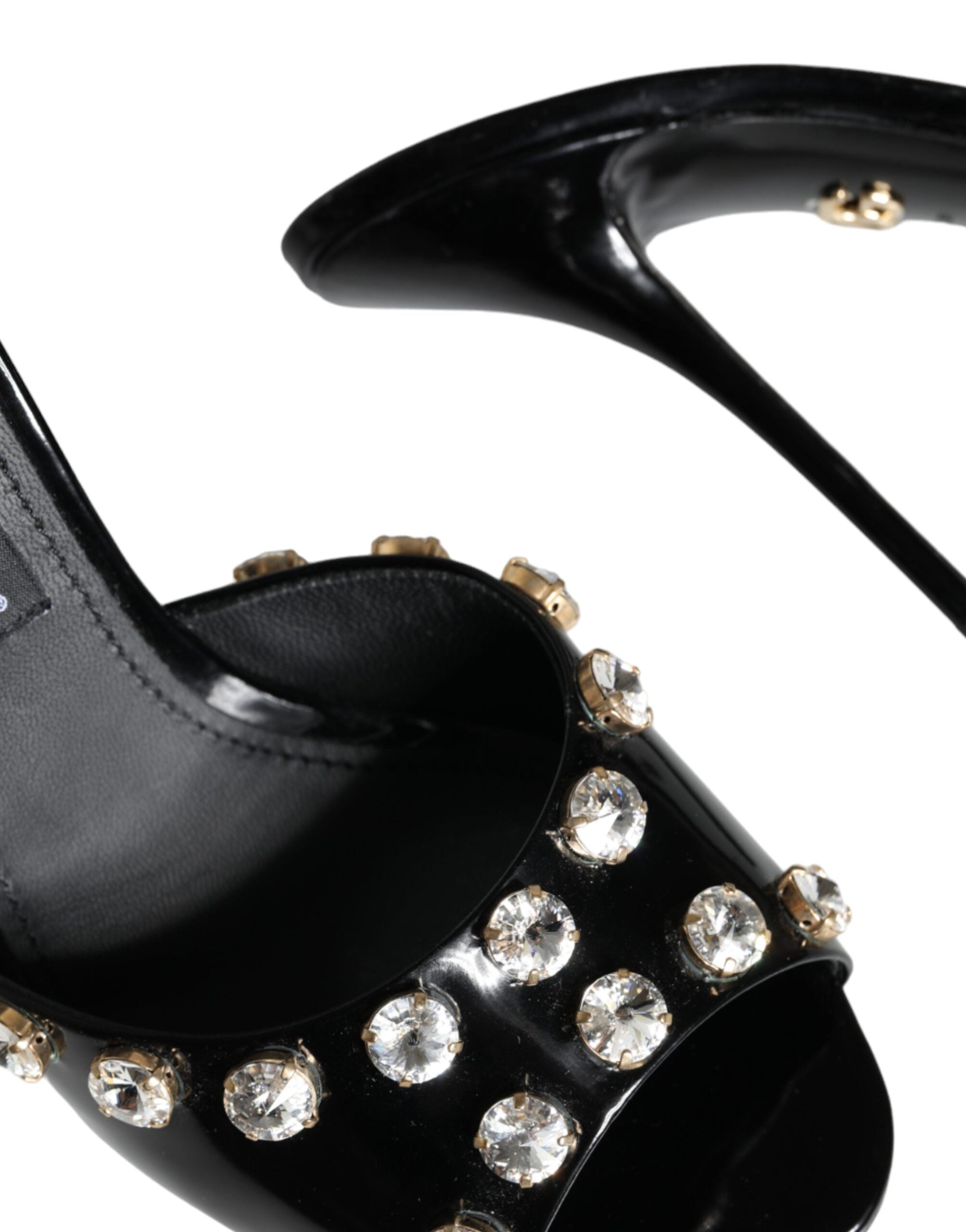 Sandale Dolce & Gabbana Keira cu toc negru și cristale
