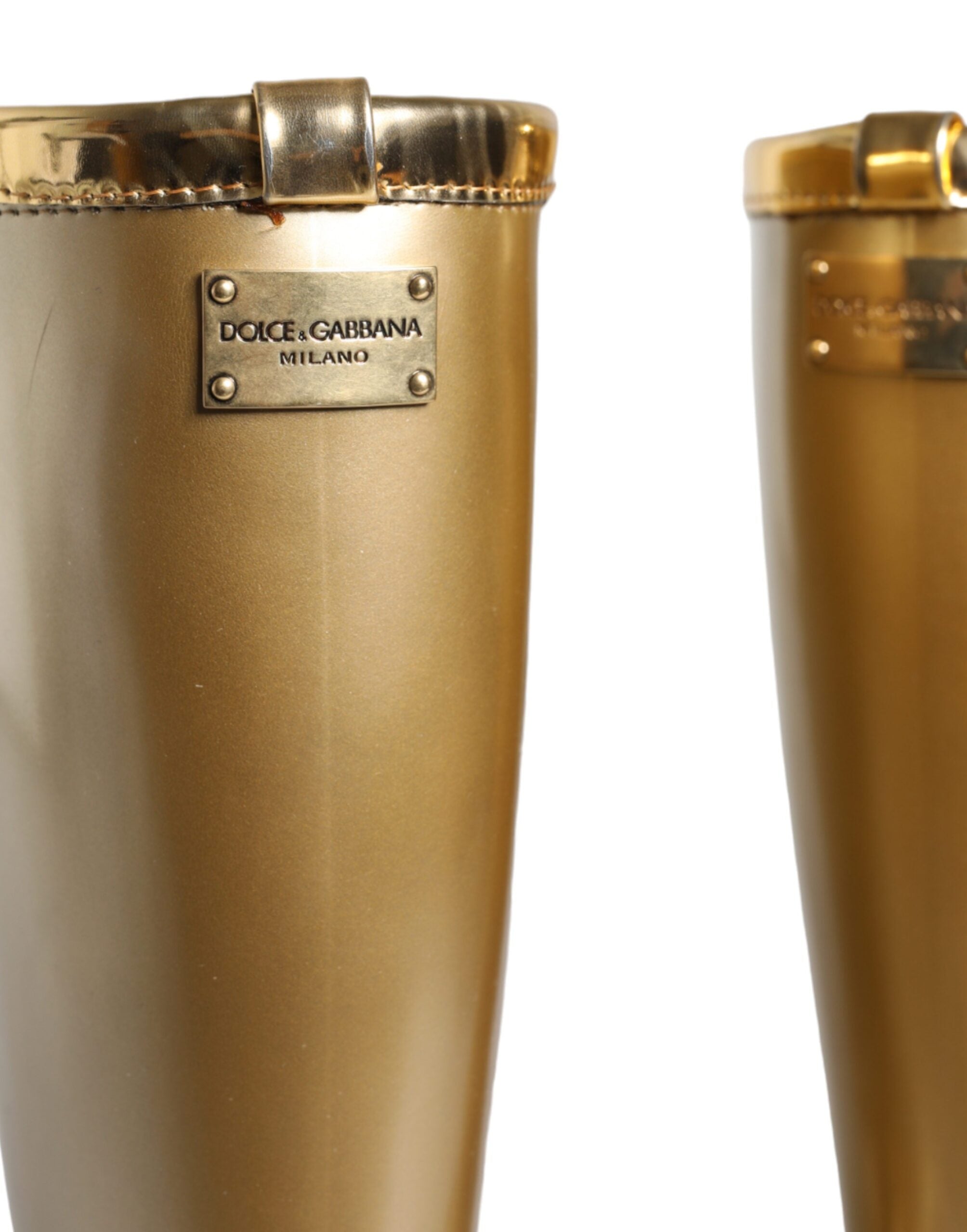 Dolce & Gabbana Gummistiefel aus PVC in Metallic-Gold