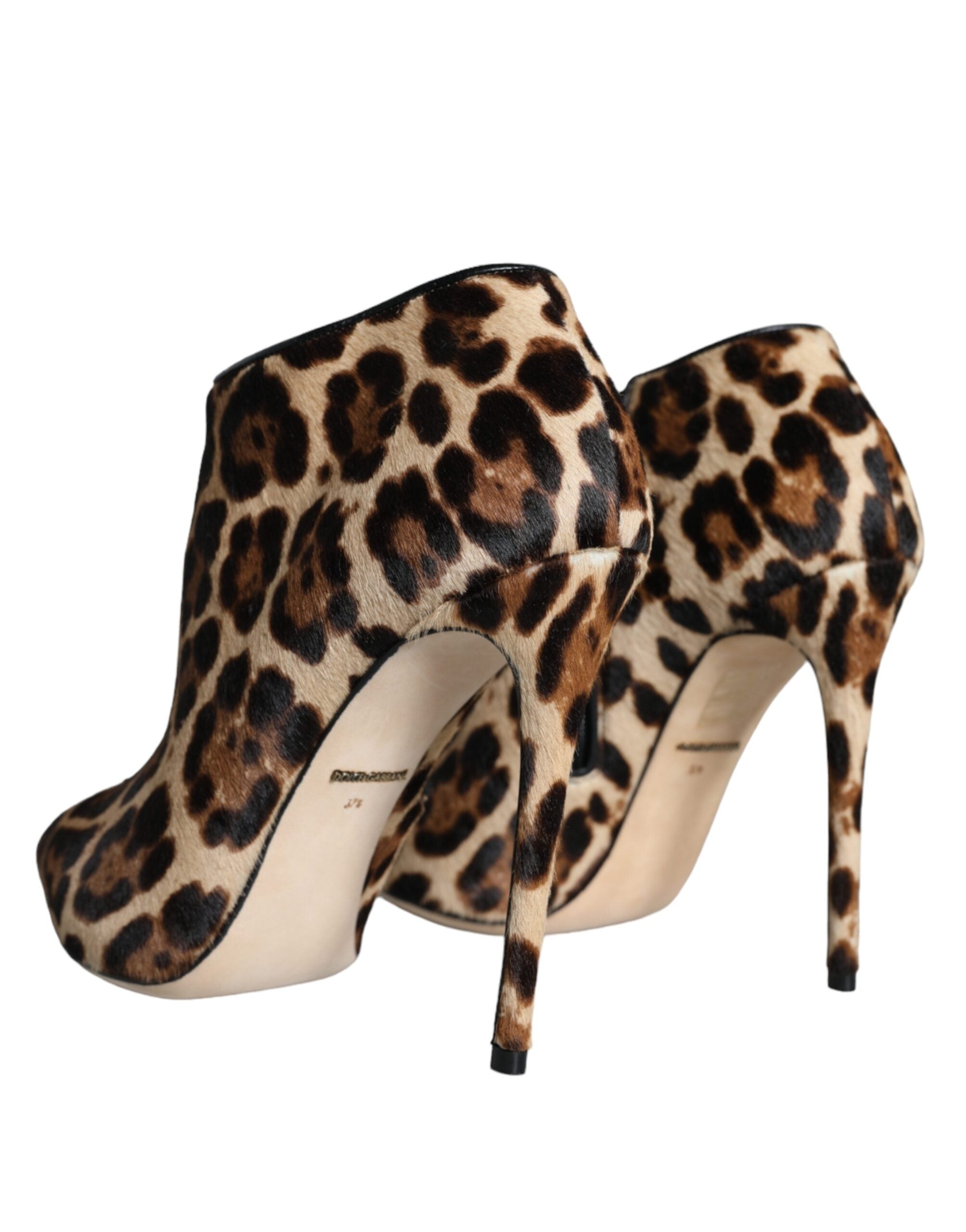 Dolce & Gabbana Braune Leoparden-Kalbsfell-Heels Ankle Boots Schuhe