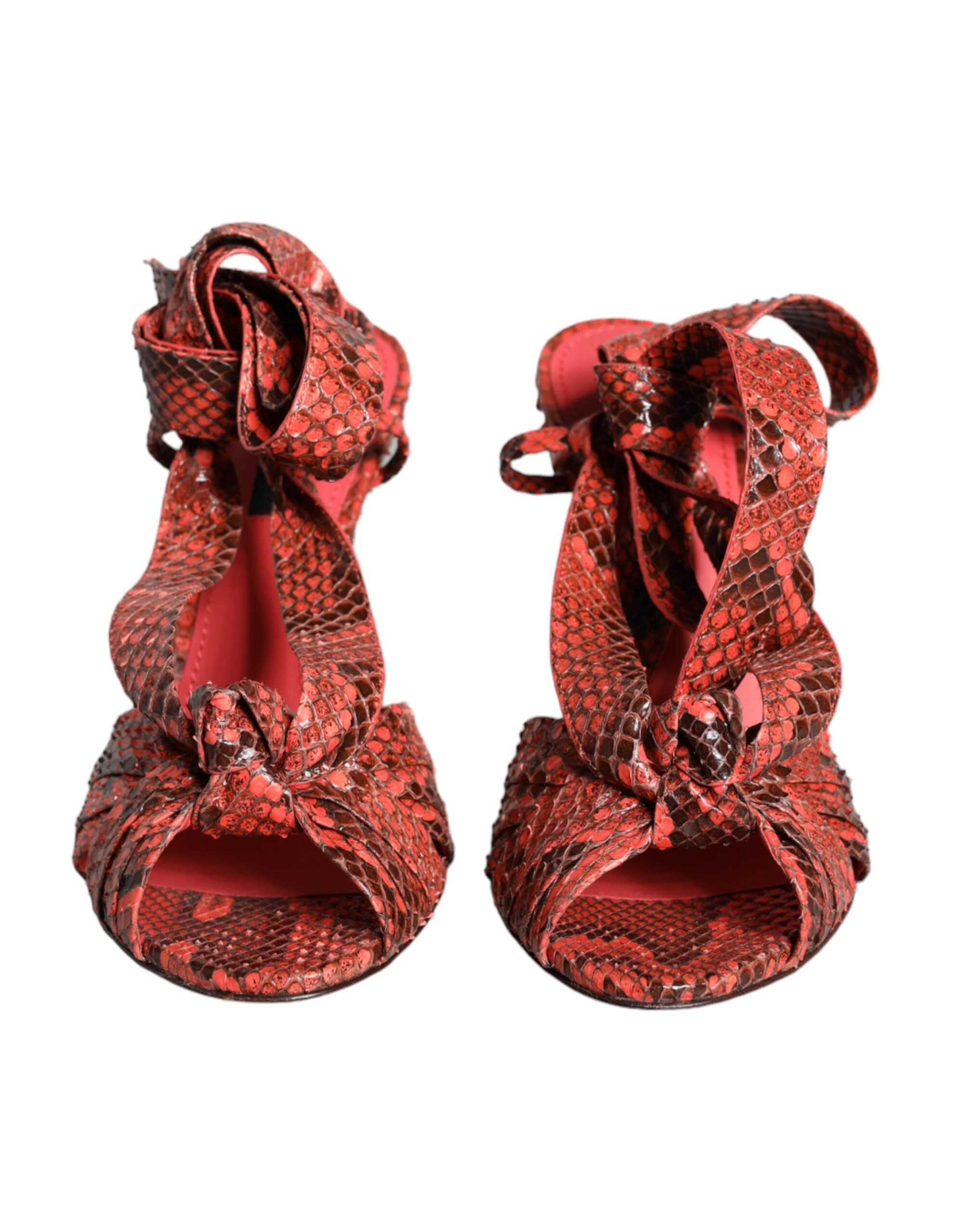 Sandale Dolce & Gabbana din piele exotică cu toc și culoare coral