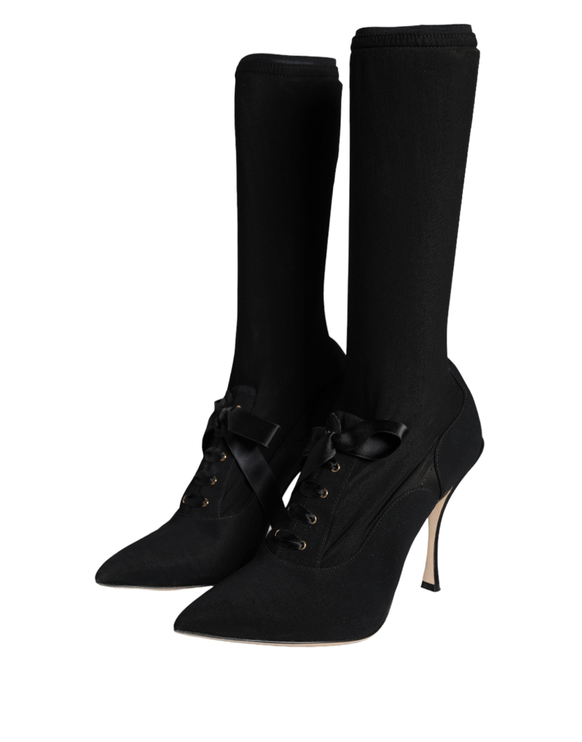 Dolce & Gabbana Schwarze Stiletto-Absätze, wadenlange Stiefel