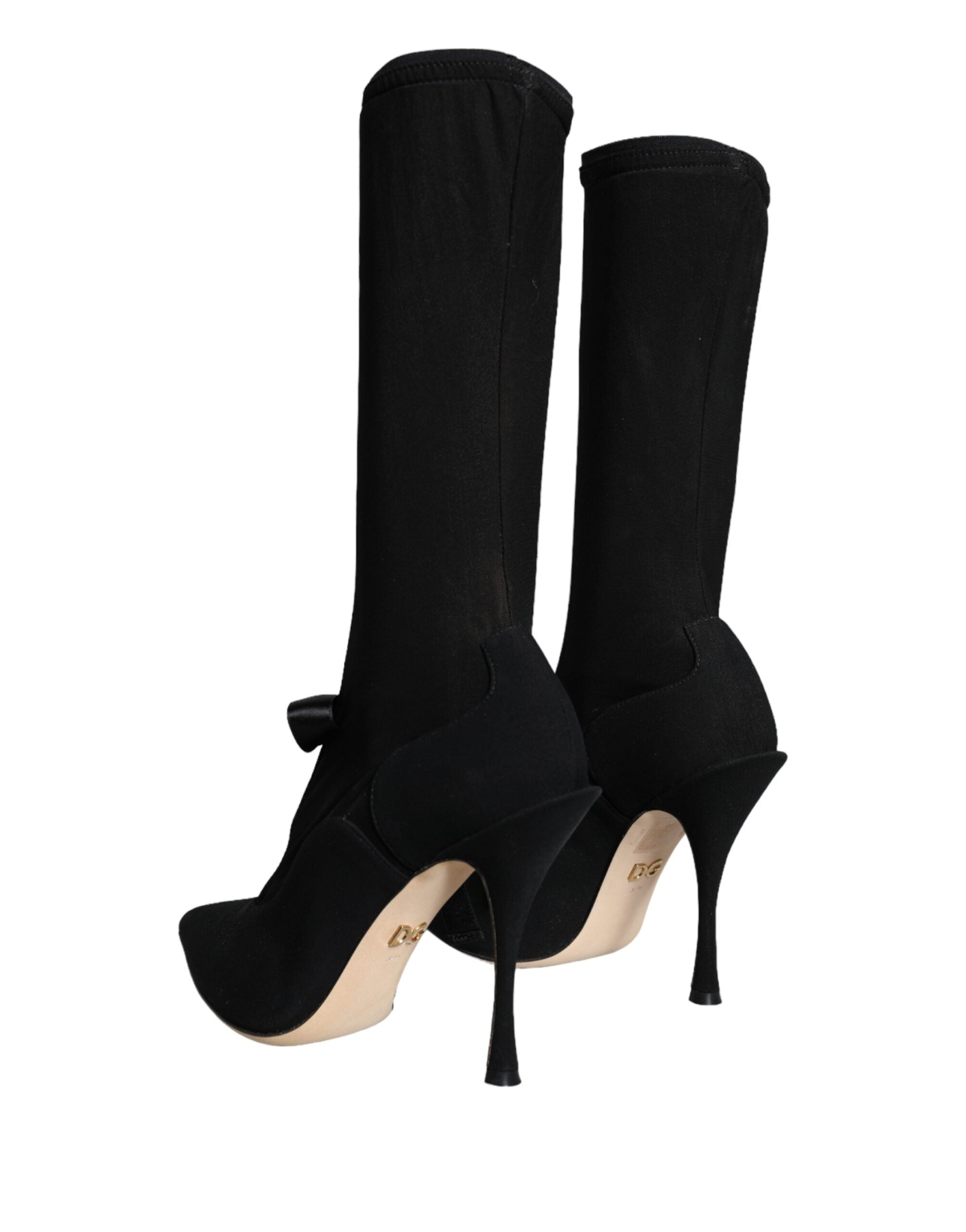 Dolce & Gabbana Schwarze Stiletto-Absätze, wadenlange Stiefel