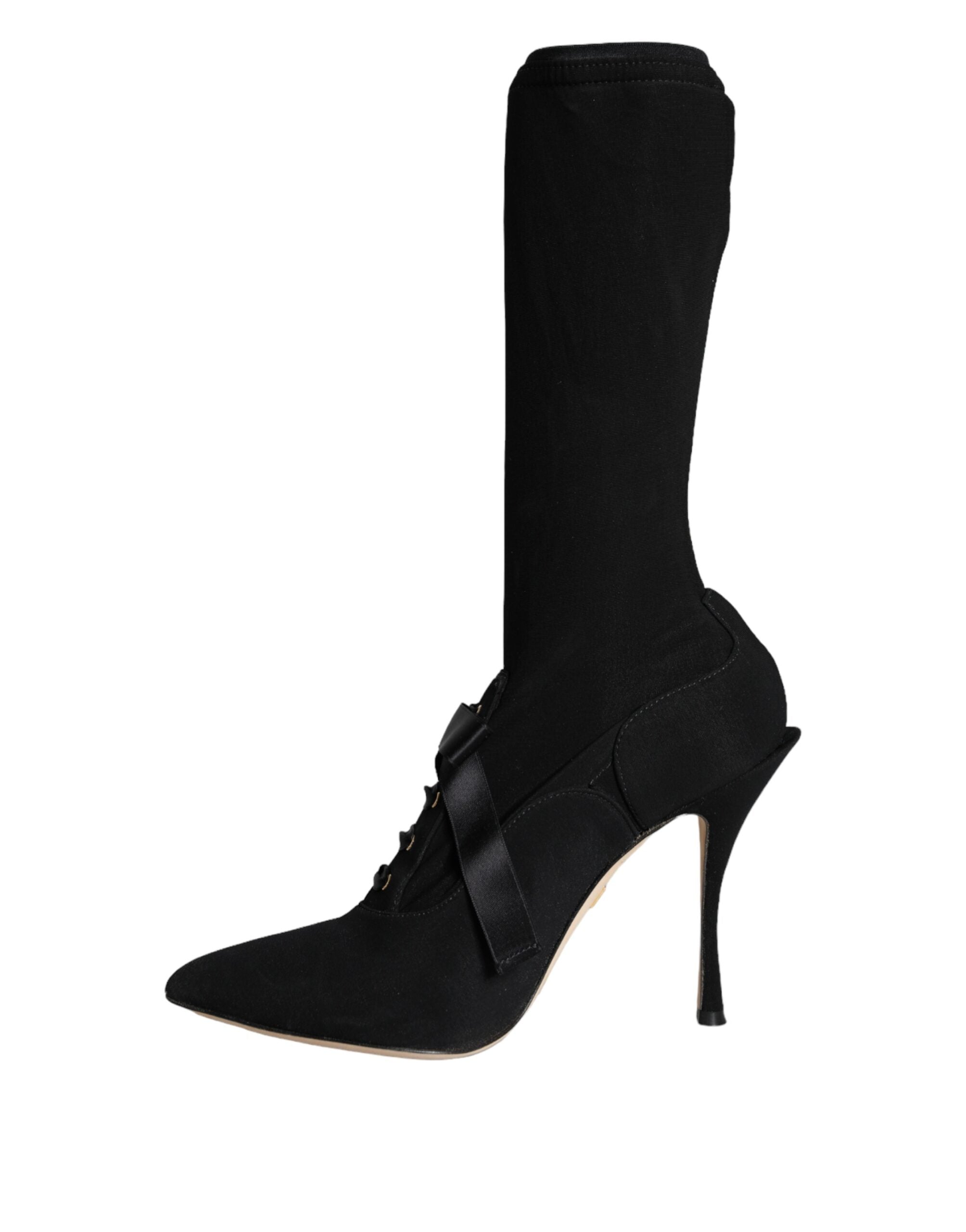 Dolce & Gabbana Schwarze Stiletto-Absätze, wadenlange Stiefel