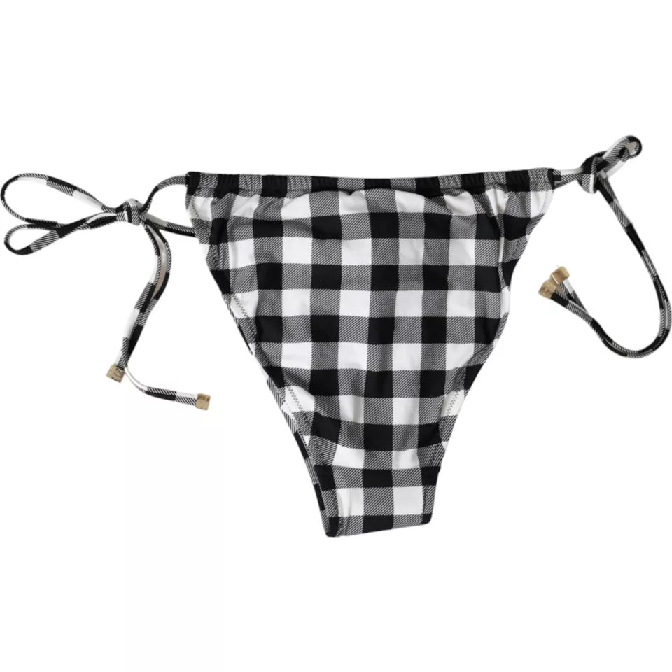 Dolce & Gabbana Schwarz Weiß Karierte Bademode Beachwear Unterteil Bikini