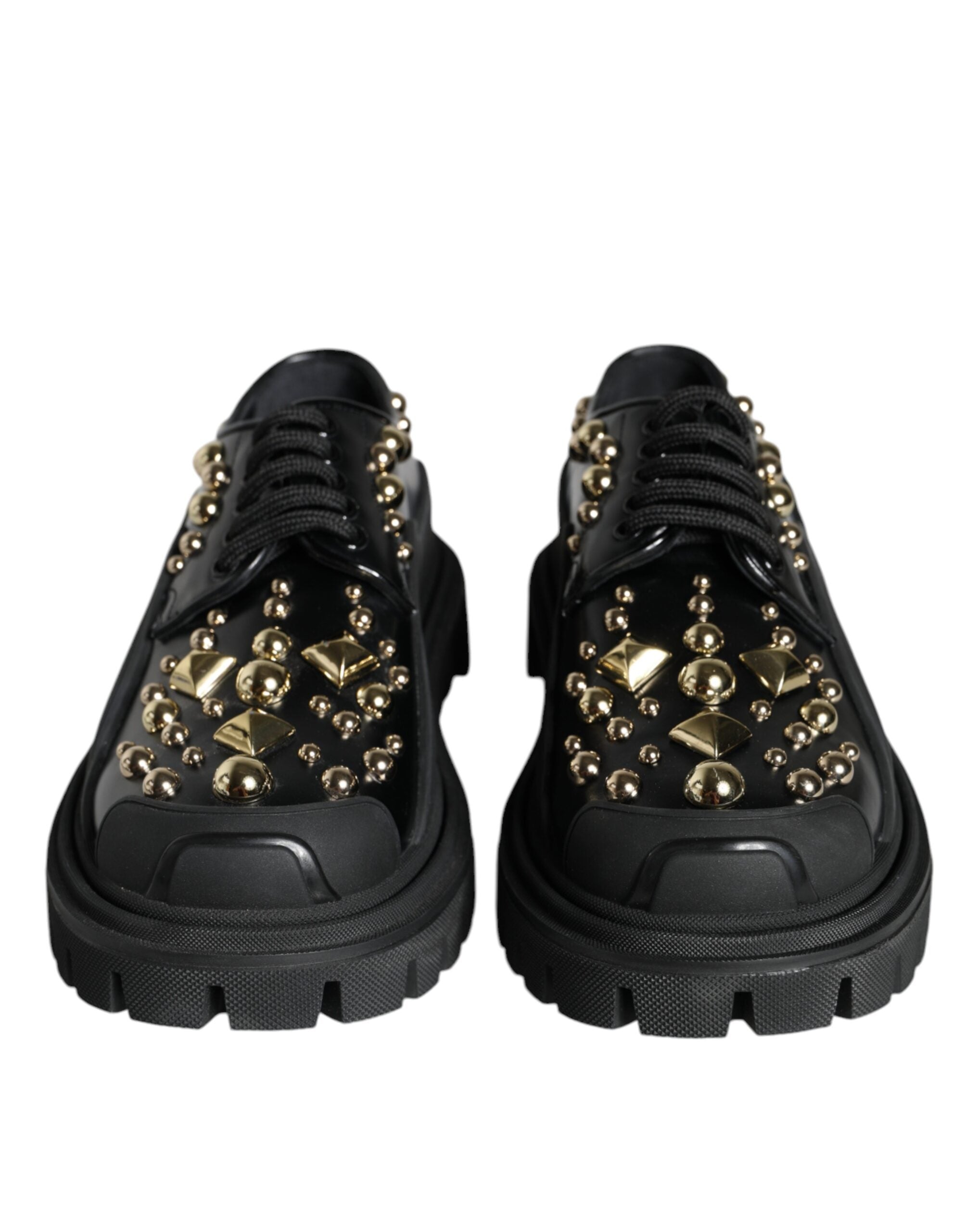 Dolce & Gabbana – Trekking-Derby-Schuhe aus schwarzem Leder mit Verzierung