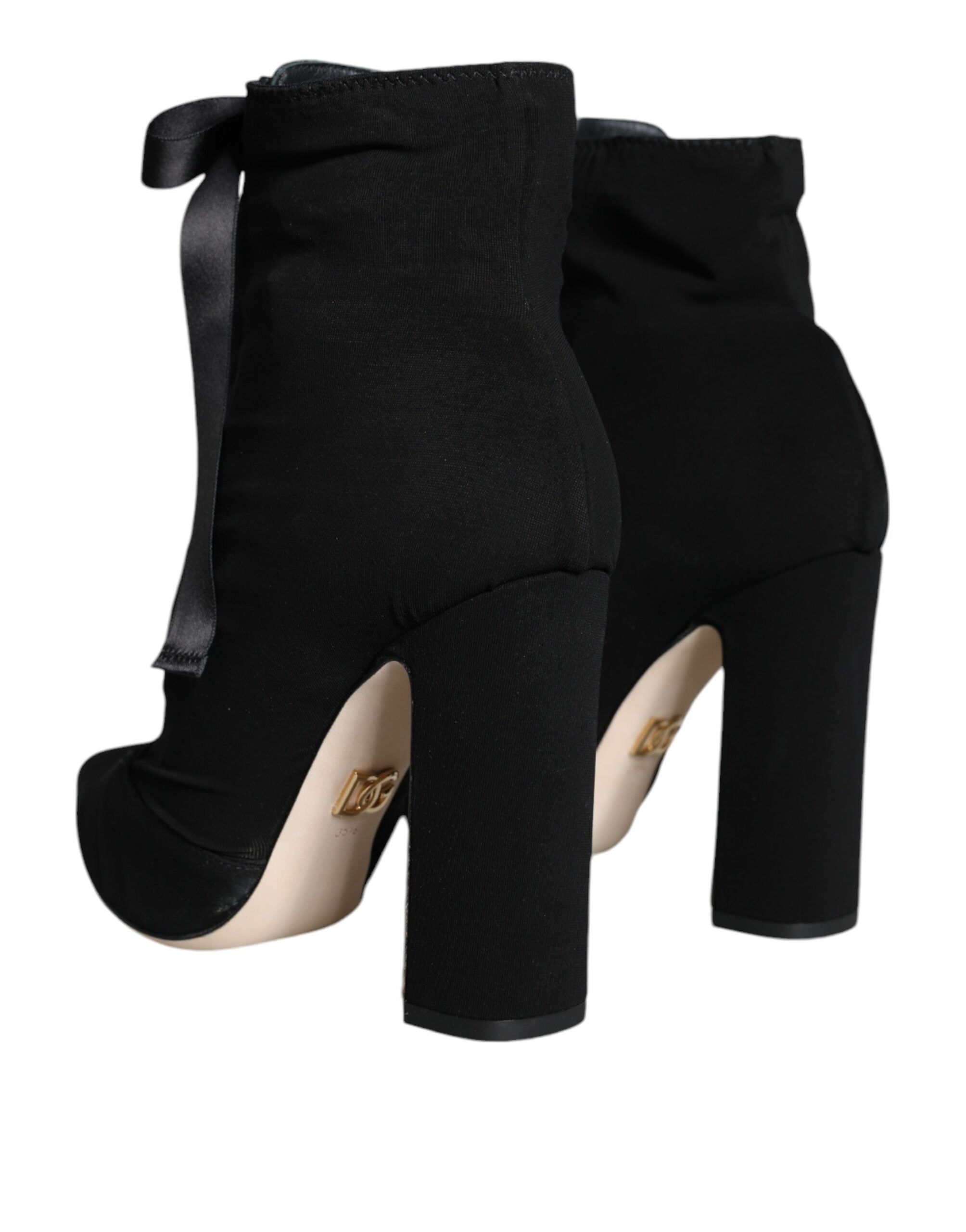 Dolce & Gabbana – Schwarze Stiefeletten aus Stretch-Jersey