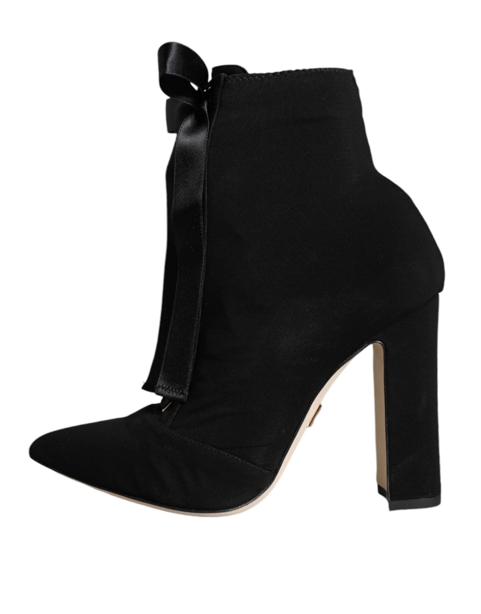 Dolce & Gabbana – Schwarze Stiefeletten aus Stretch-Jersey