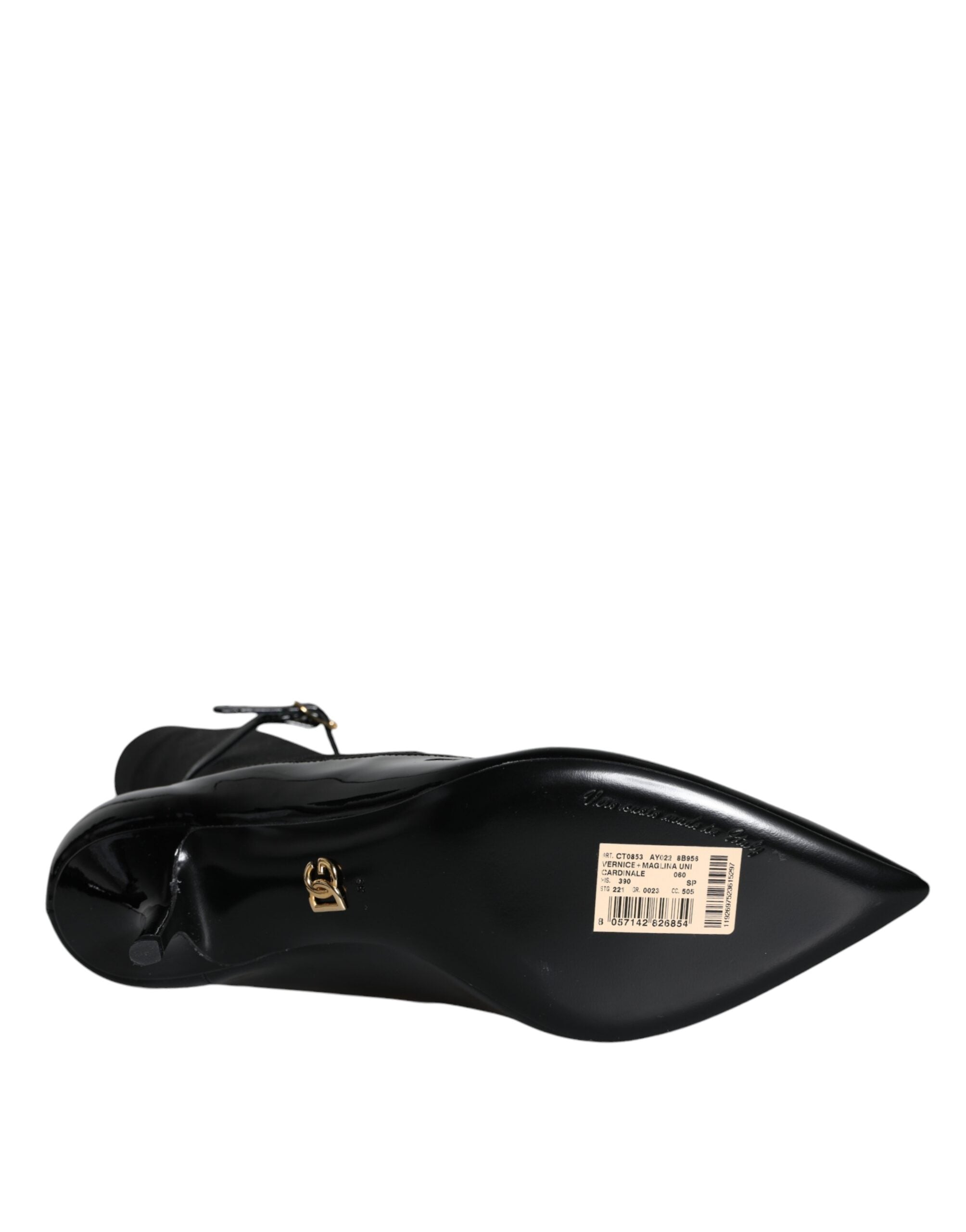 Dolce & Gabbana Schwarze Leder Stilettos Booties Socken Schuhe