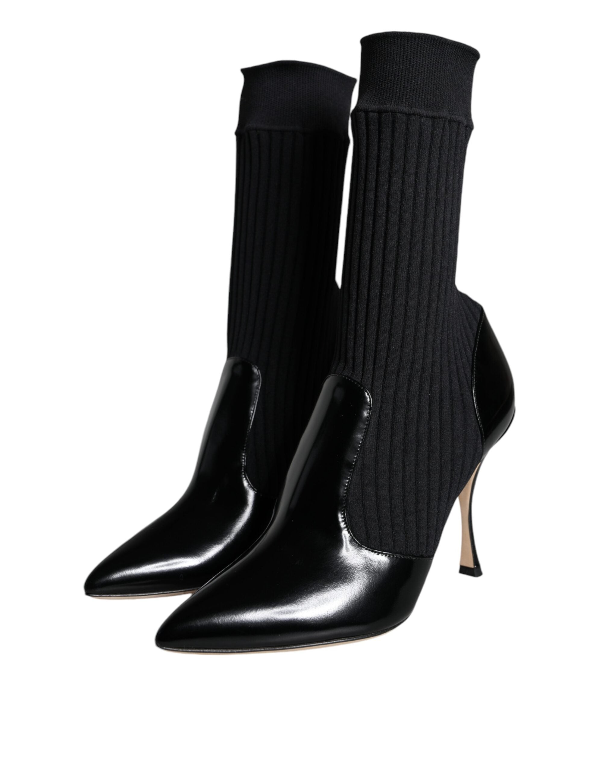 Dolce & Gabbana Schwarze Stretch-Stilettos-Booties-Sockenschuhe